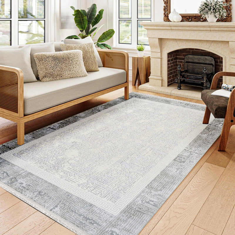 Area rug styled in a living room