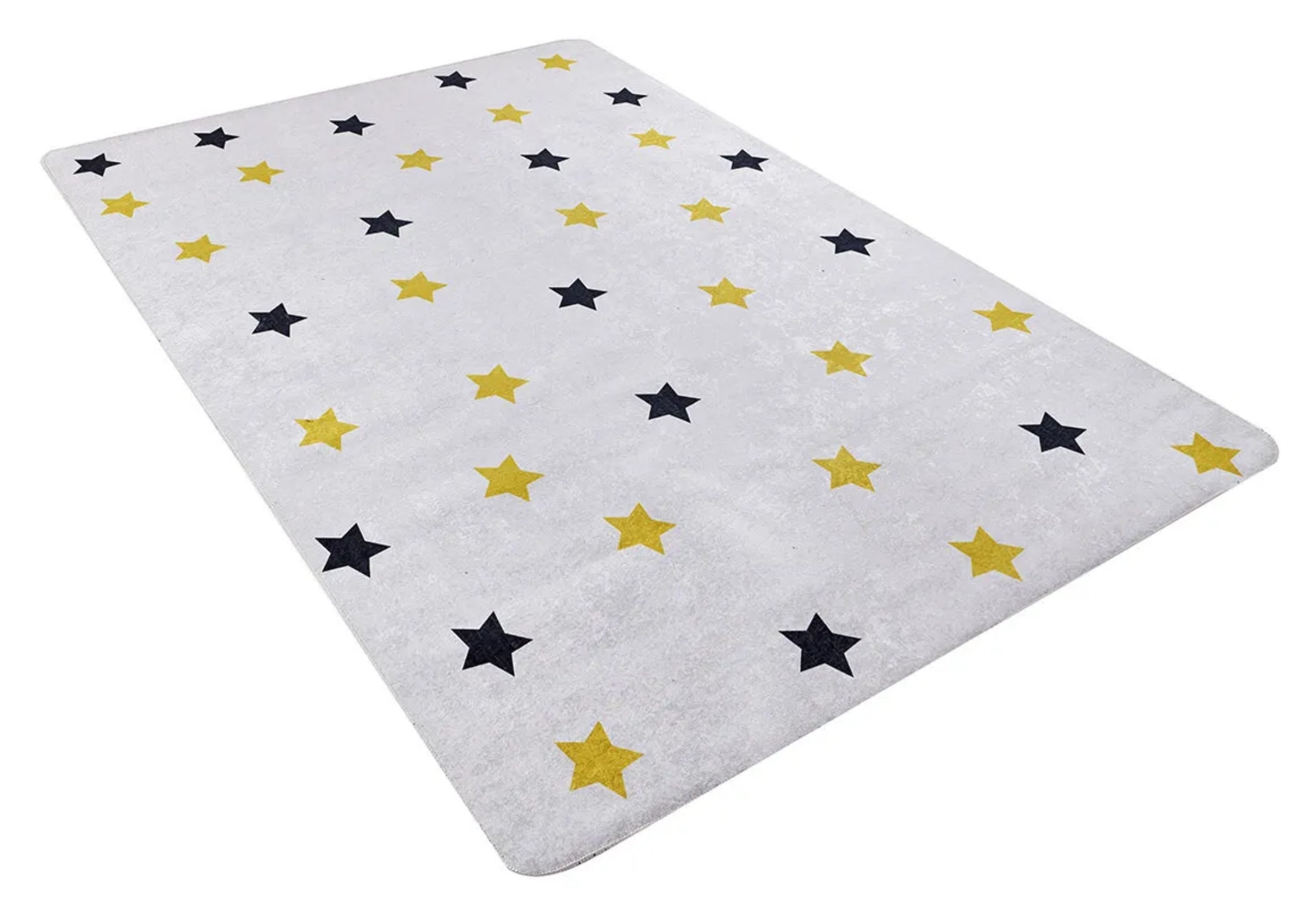 Kids Digital Print Rug – White Figured Non Slip Washable Carpet for Children’s Room