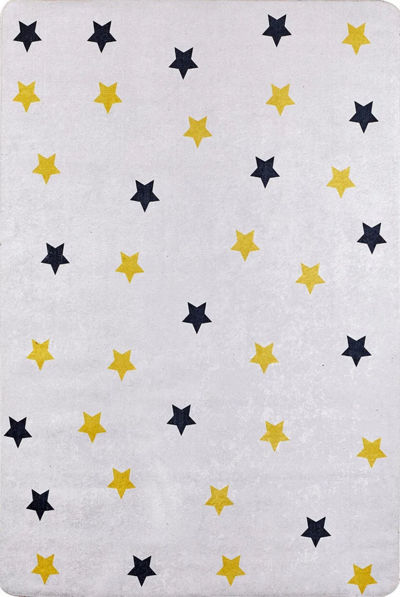 Kids Digital Print Rug – White Figured Non Slip Washable Carpet for Children’s Room