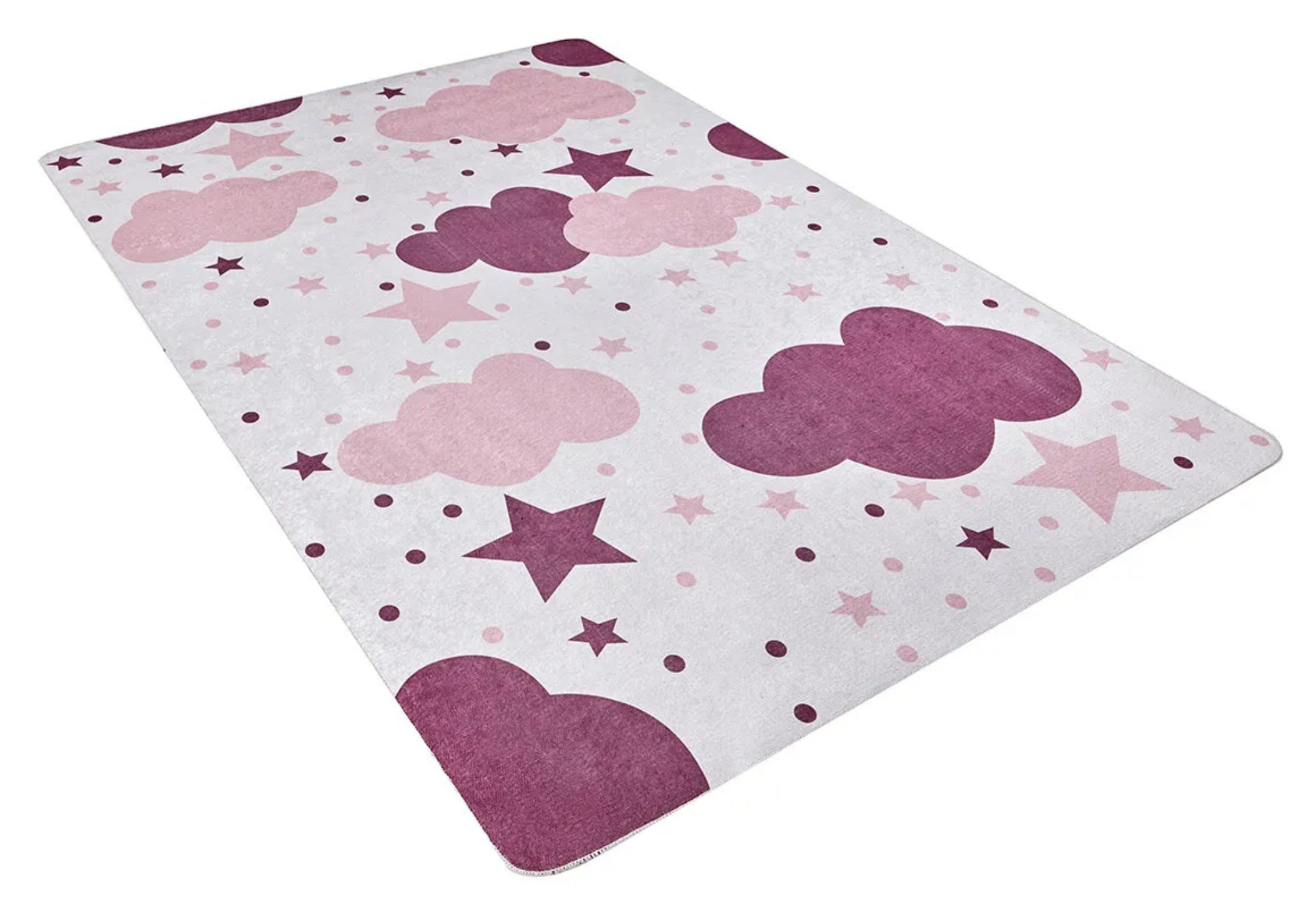 Kids Digital Print Rug – White Sky Design | Non Slip, Antibacterial Playroom Carpet