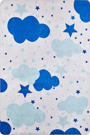 Kids Digital Print Rug – Blue Turfan Style Carpet With Non Slip & Washable Design