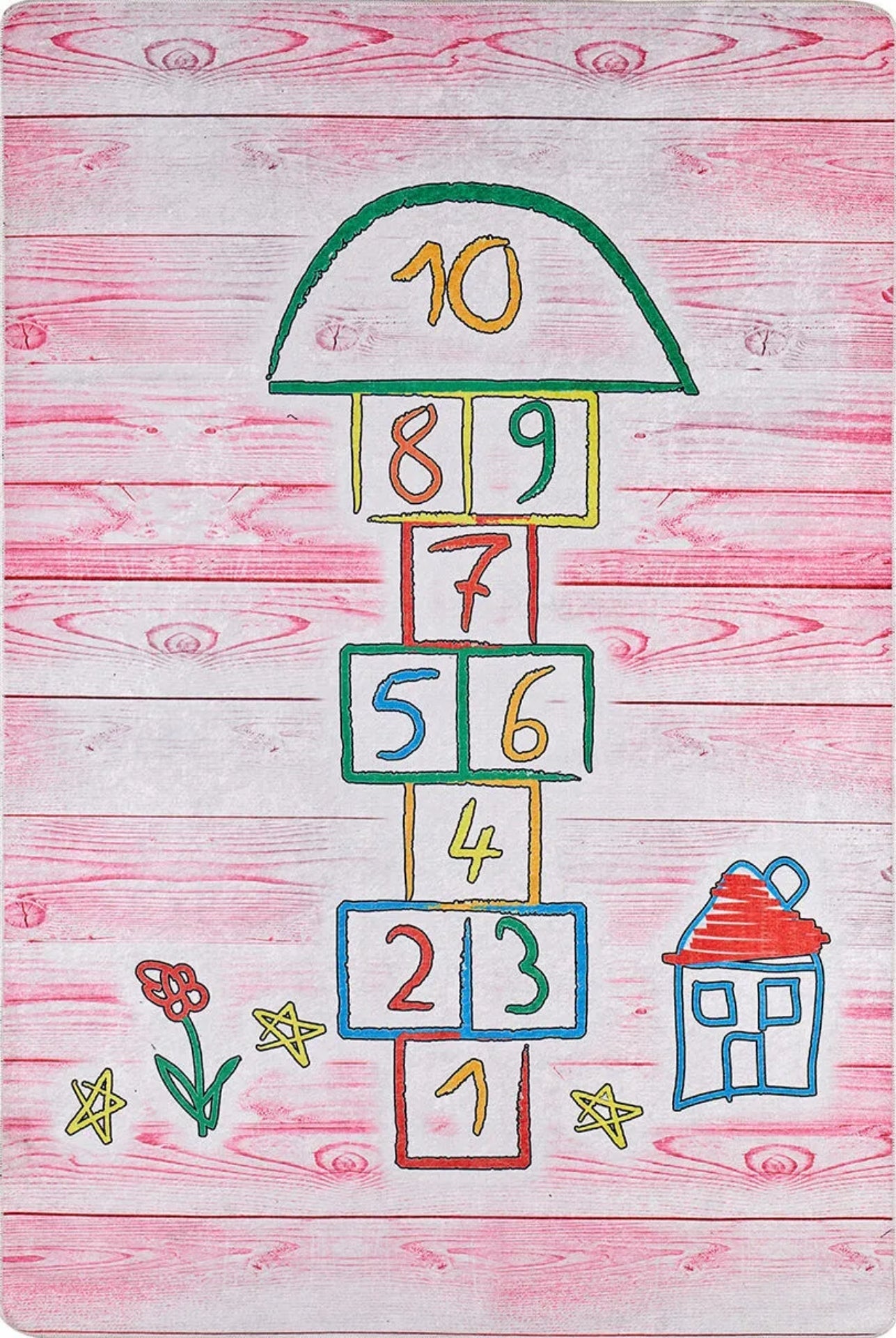 Kids Pink Rug - Digital Print Figured Carpet | Non Slip, Antibacterial Playroom Mat