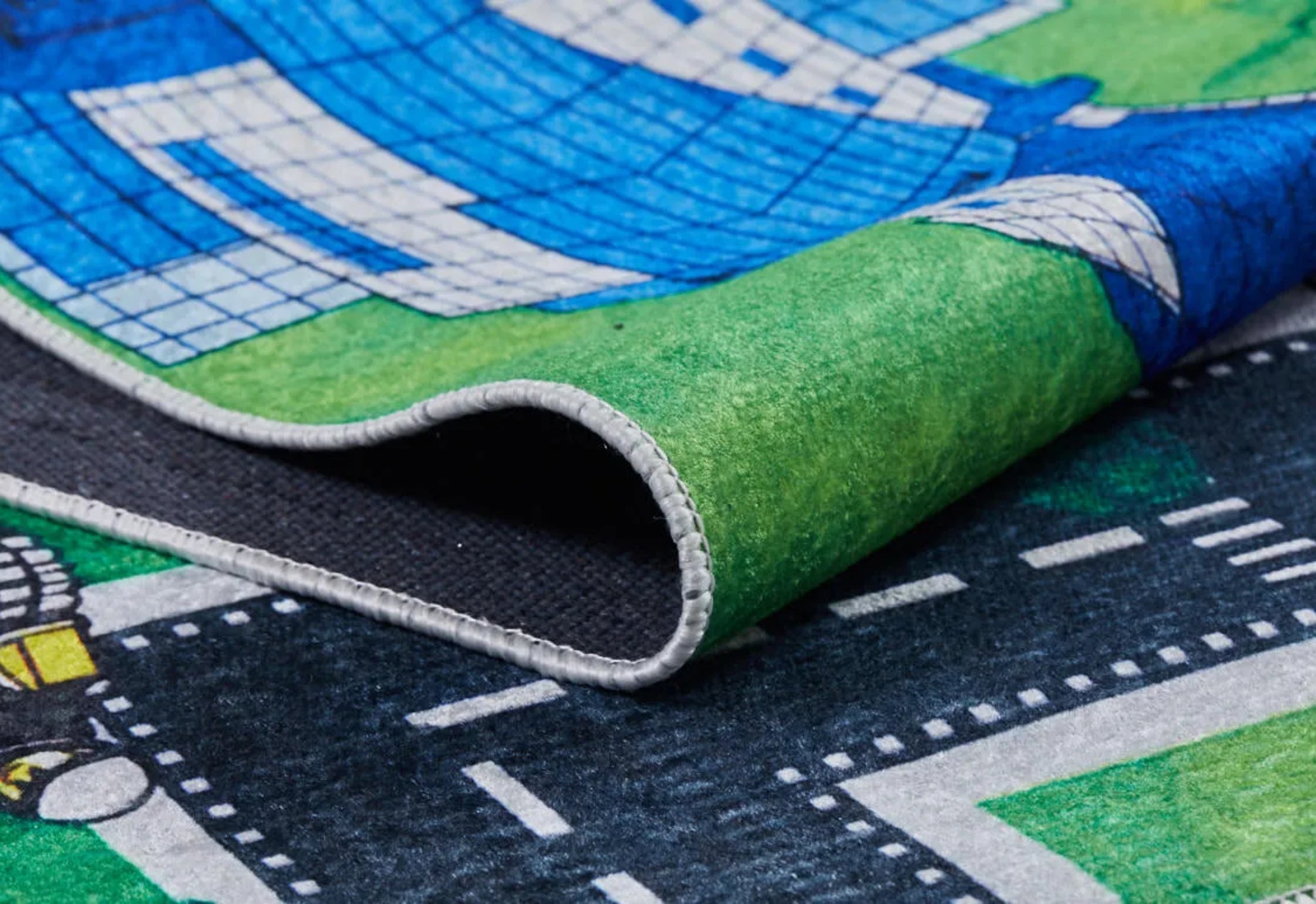 Kids Digital Print Rug - Green Figured Design Carpet | Non Slip, Washable, Antibacterial
