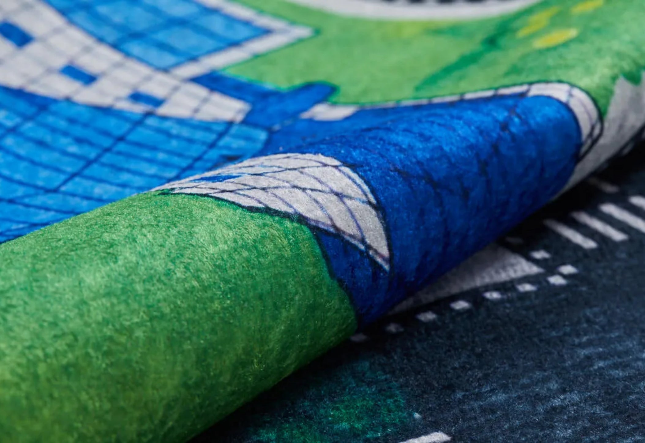 Kids Digital Print Rug - Green Figured Design Carpet | Non Slip, Washable, Antibacterial