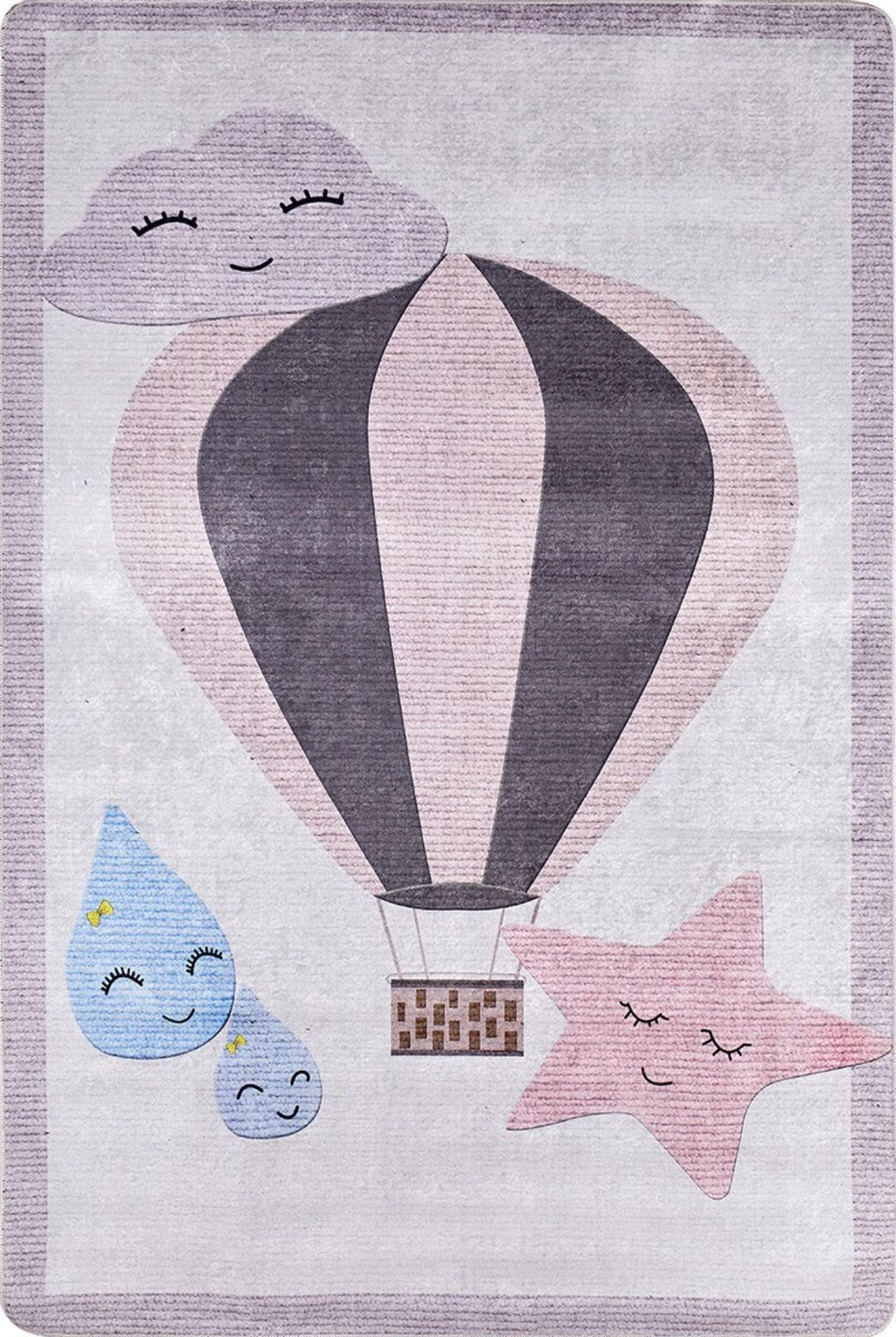 Kids Pink Rug - Digital Print Non Slip Washable Carpet for Children's Playroom