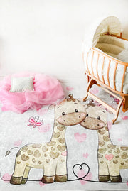 Kids Pink Rug – Figured Digital Print Non Slip Washable Area Carpet