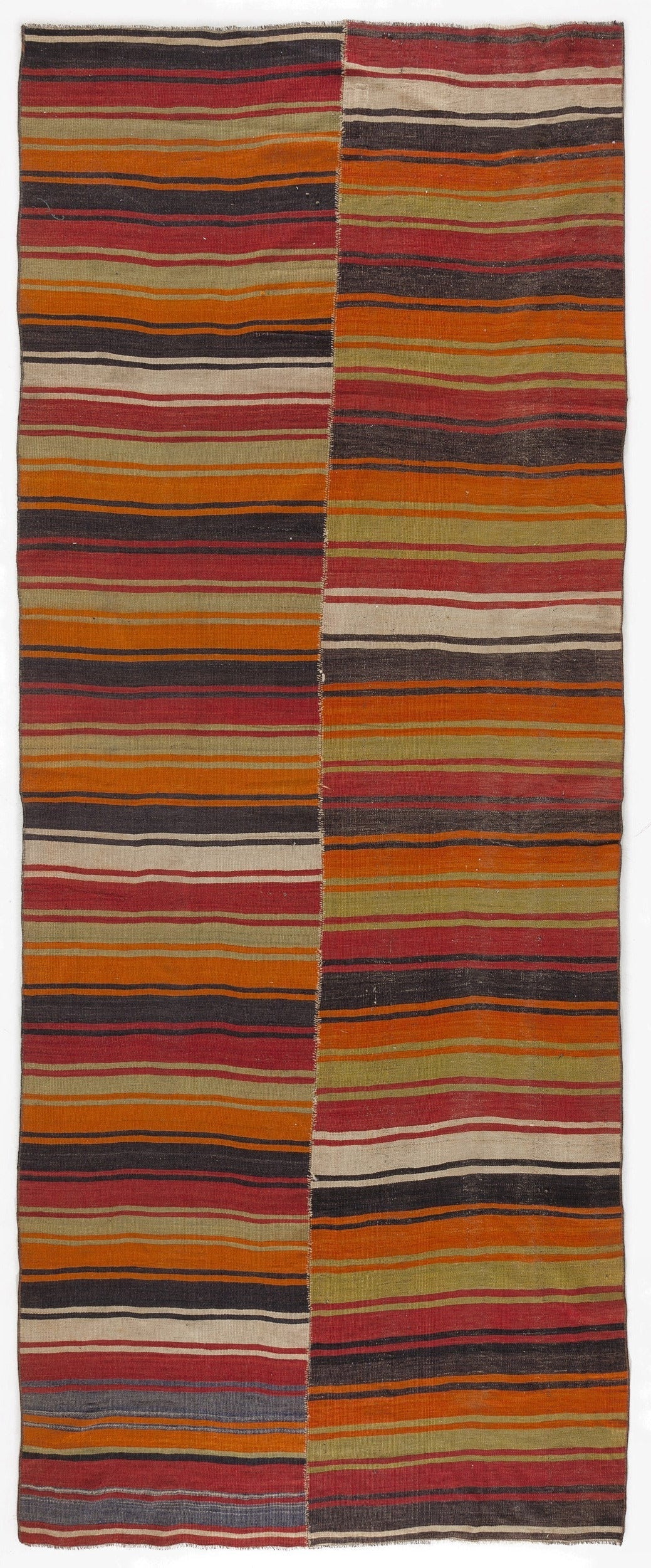 Girit Multy Striped Wool Handmade Area Rug 4'10" x 12'5"