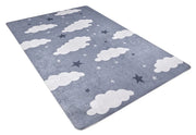 Kids Digital Print Rug - Grey Figured Non Slip Antibacterial Children's Area Rug