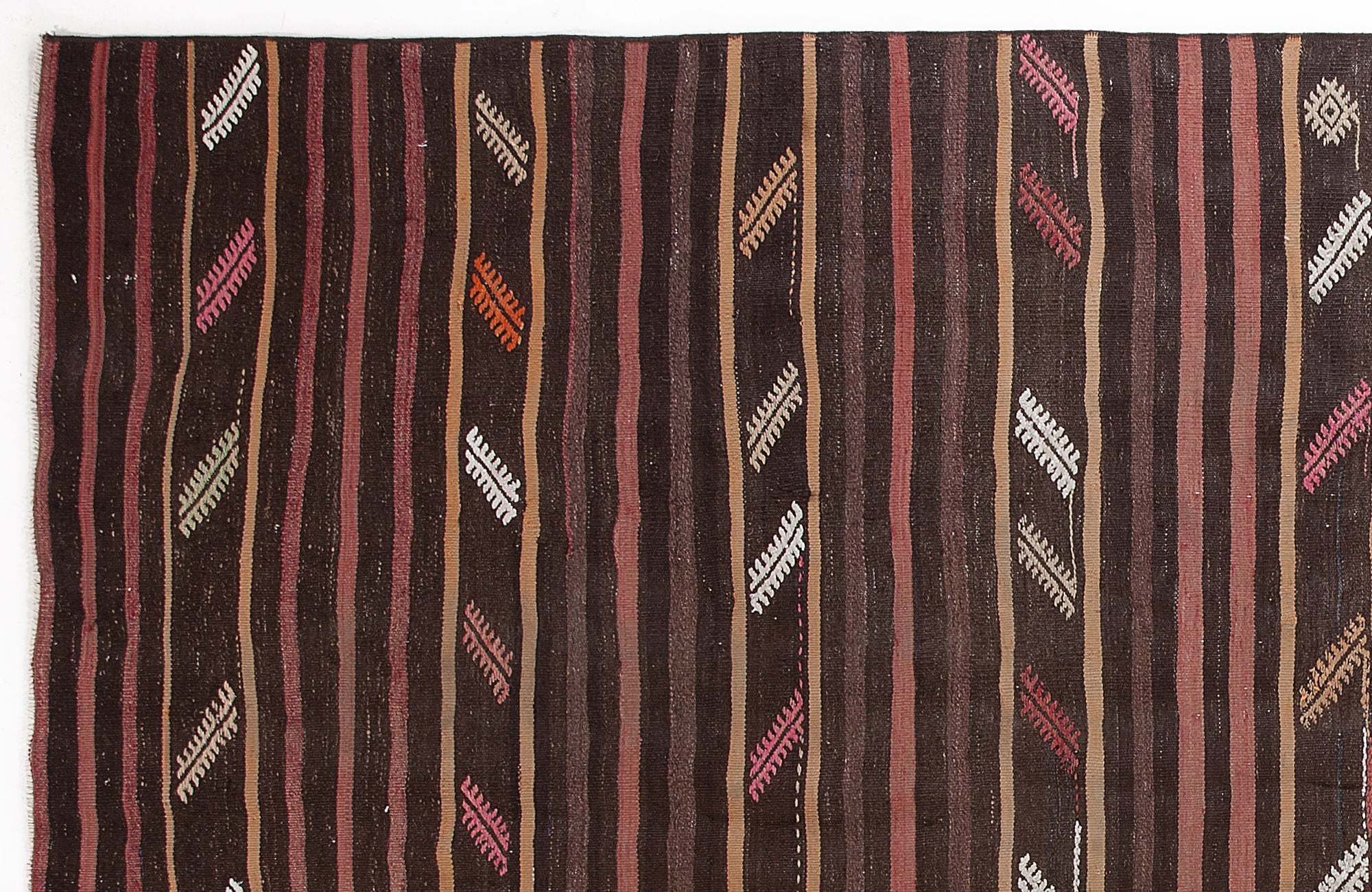 Girit Beige Striped Wool Handmade Area Rug 5'11" x 11'0"