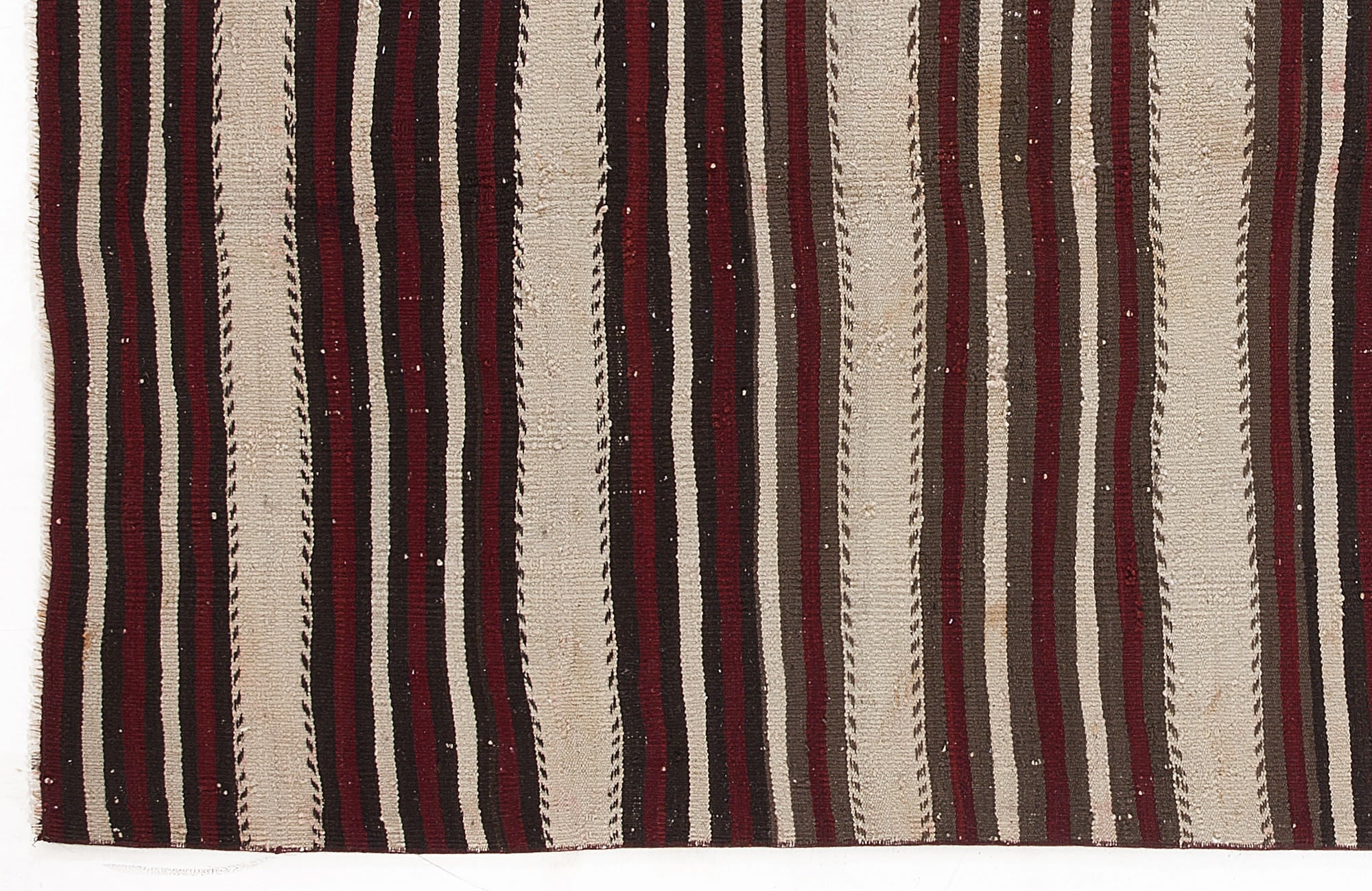 Girit 0480 Beige Striped Wool Handmade Area Rug 4'10" x 8'2"