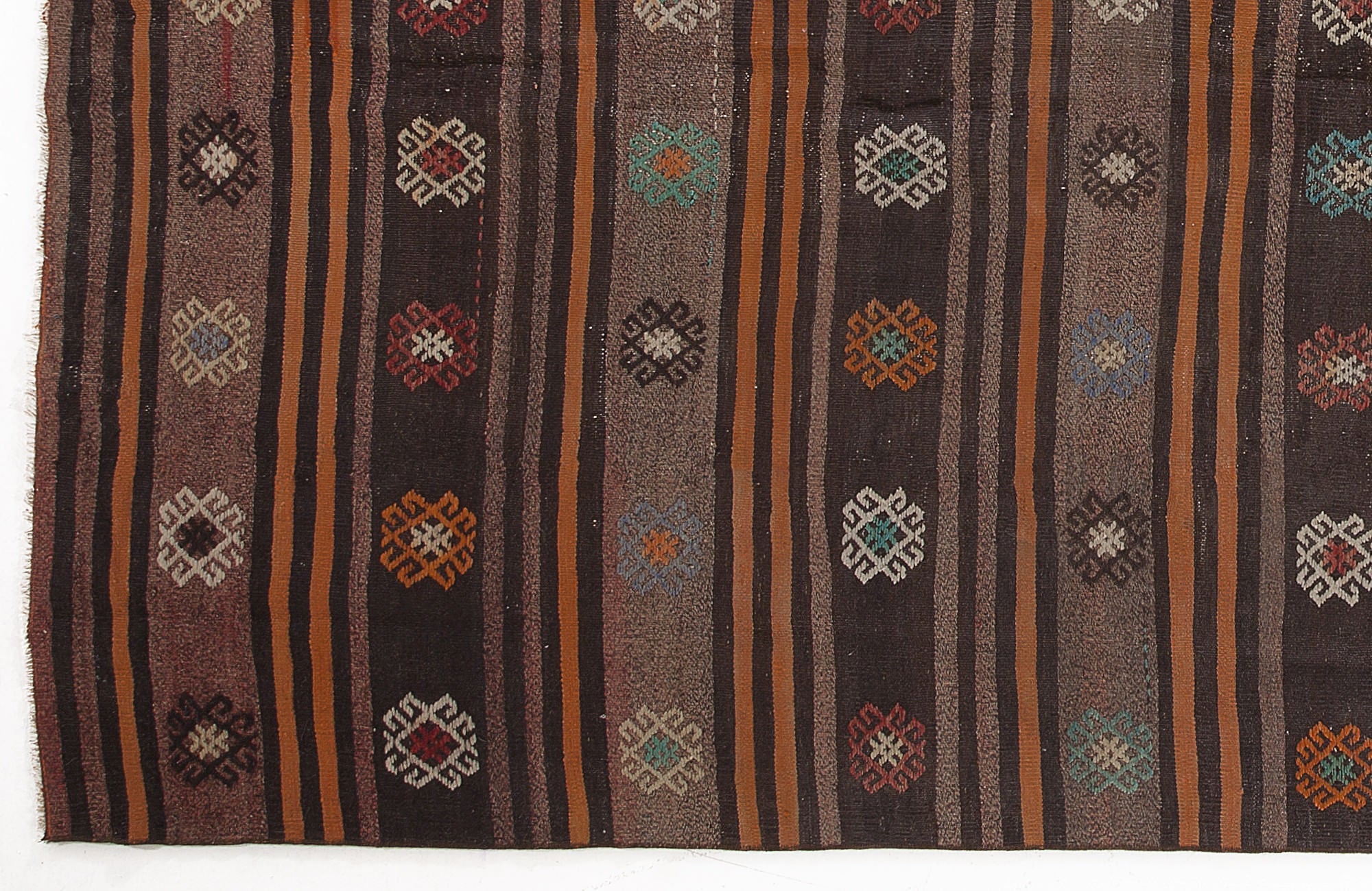 Girit Beige Striped Wool Handmade Area Rug 5'8" x 11'7"