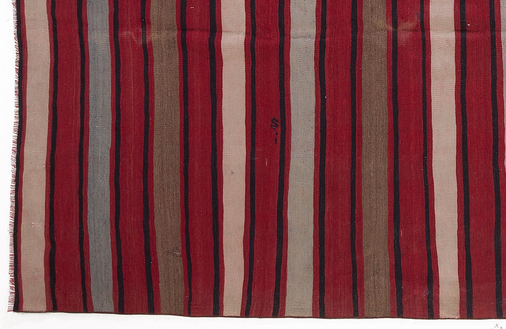 Girit Beige Striped Wool Handmade Area Rug 5'11" x 10'11"