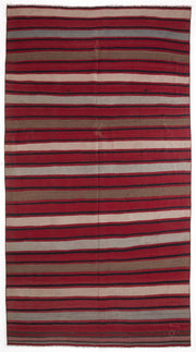 Girit Beige Striped Wool Handmade Area Rug 5'11" x 10'11"