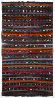 Girit Beige Striped Wool Handmade Area Rug 6'8" x 12'4"