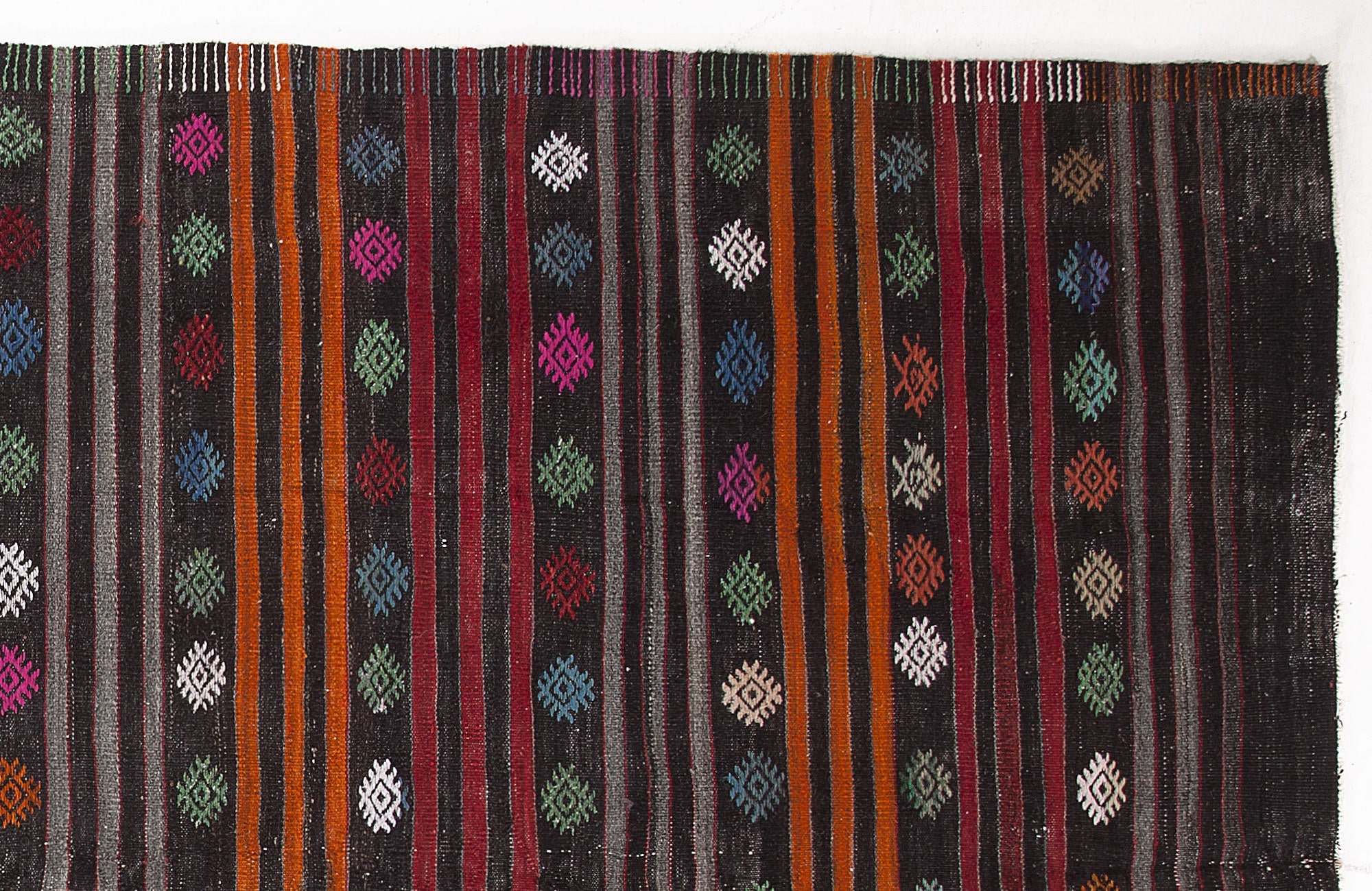 Girit Beige Striped Wool Handmade Area Rug 6'8" x 12'4"