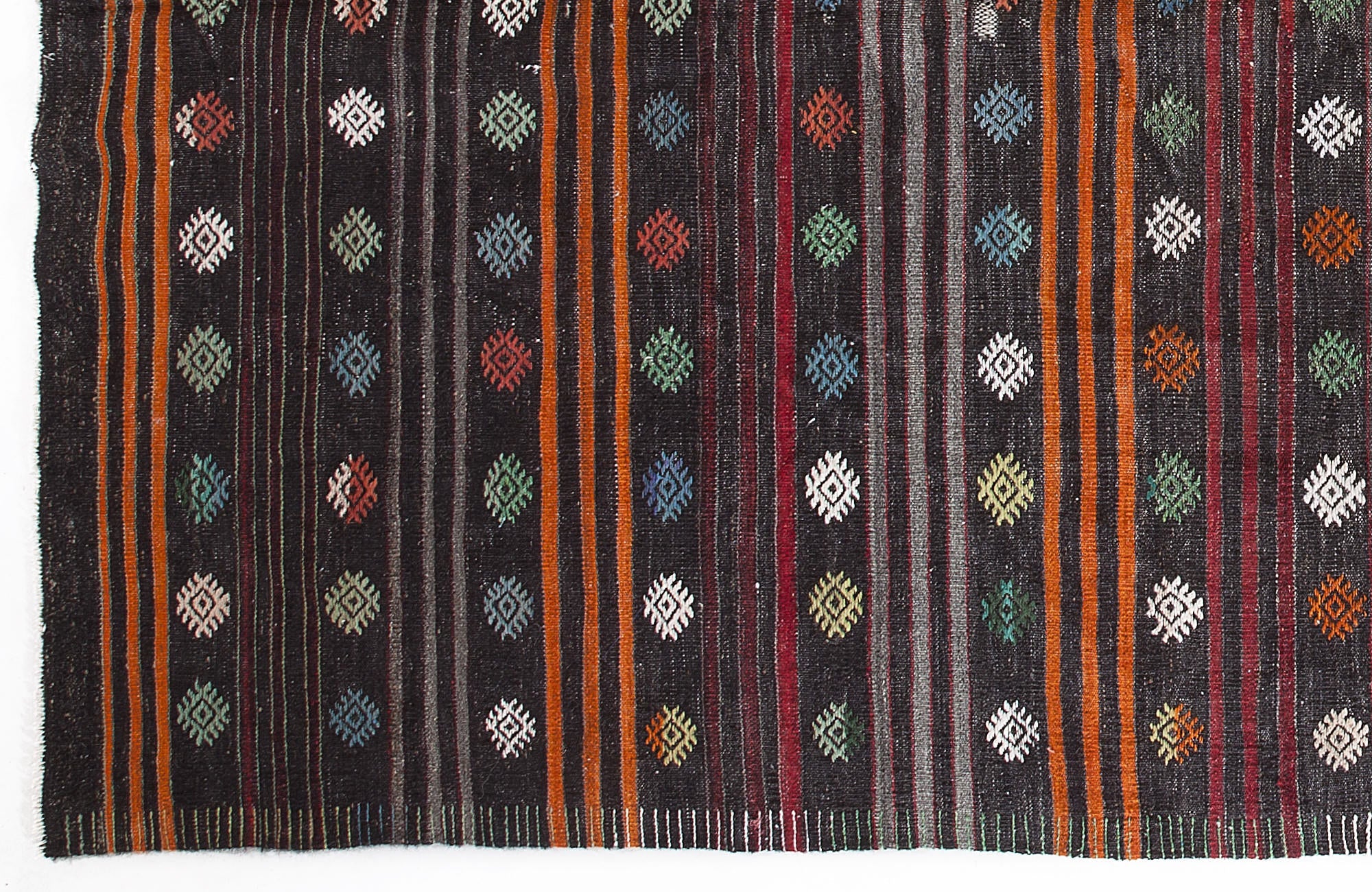 Girit Beige Striped Wool Handmade Area Rug 6'8" x 12'4"