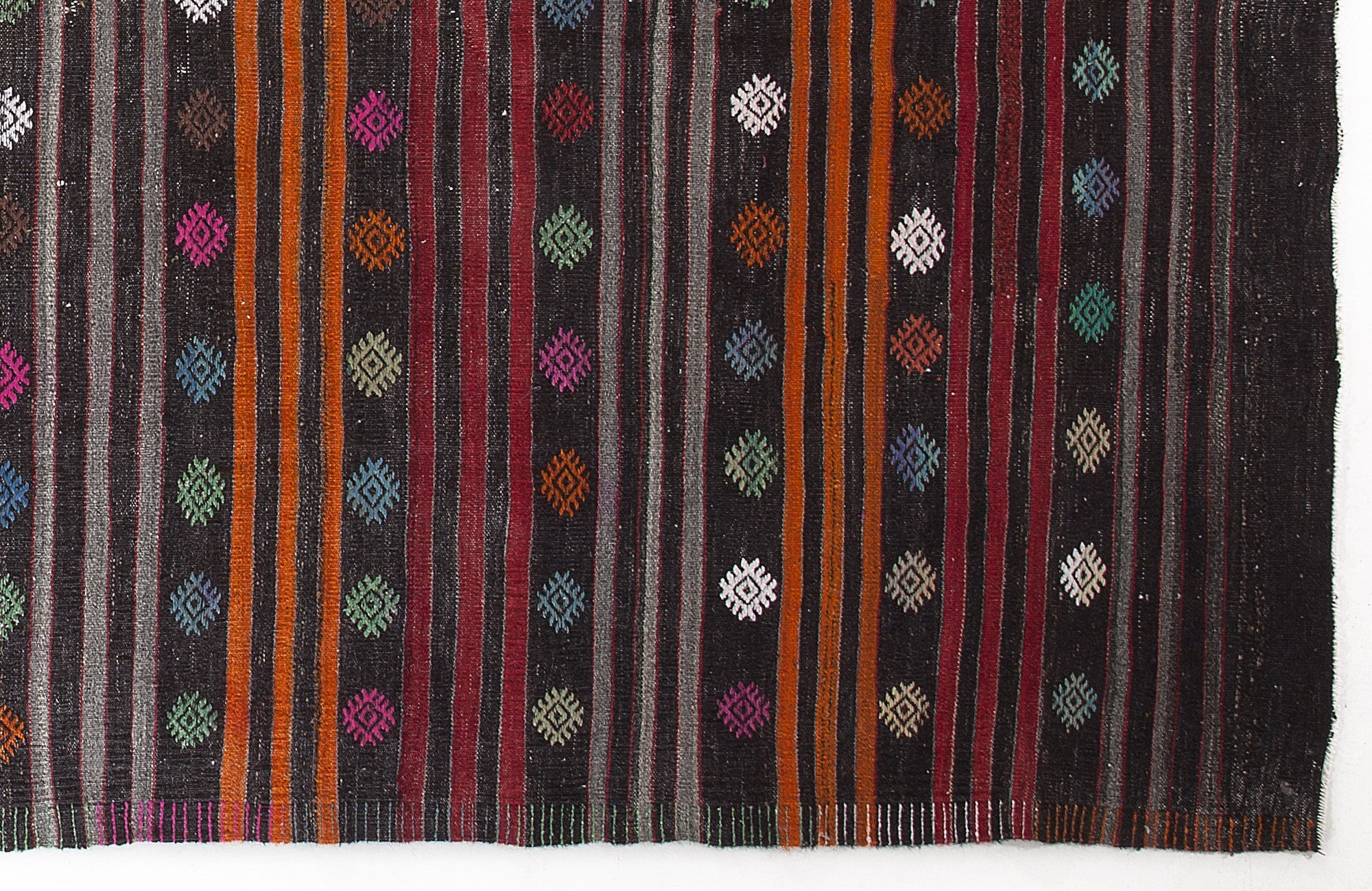 Girit Beige Striped Wool Handmade Area Rug 6'8" x 12'4"