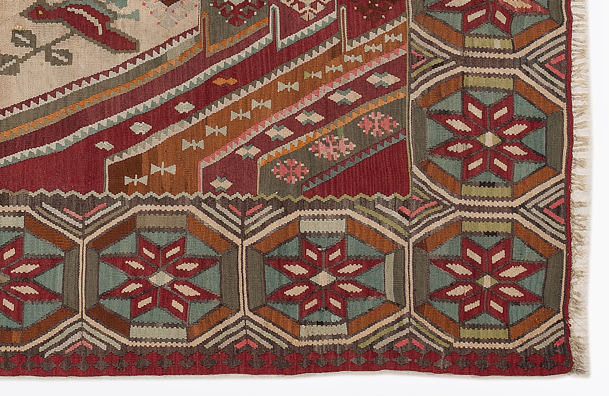 Girit Red Floral Wool Handmade Area Rug 6'11" x 9'10"