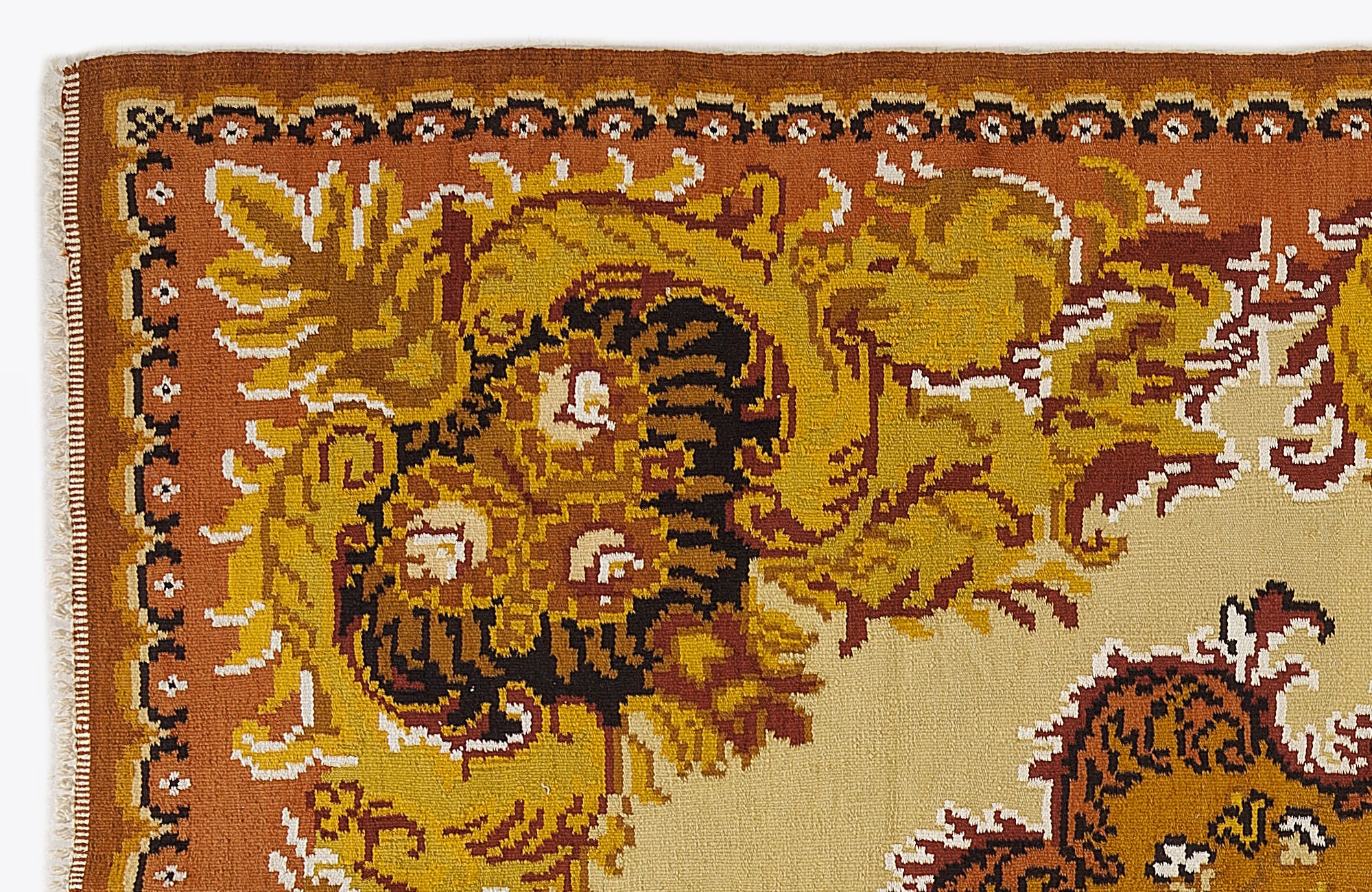 Girit Red Floral Wool Handmade Area Rug 6'6" x 9'5"