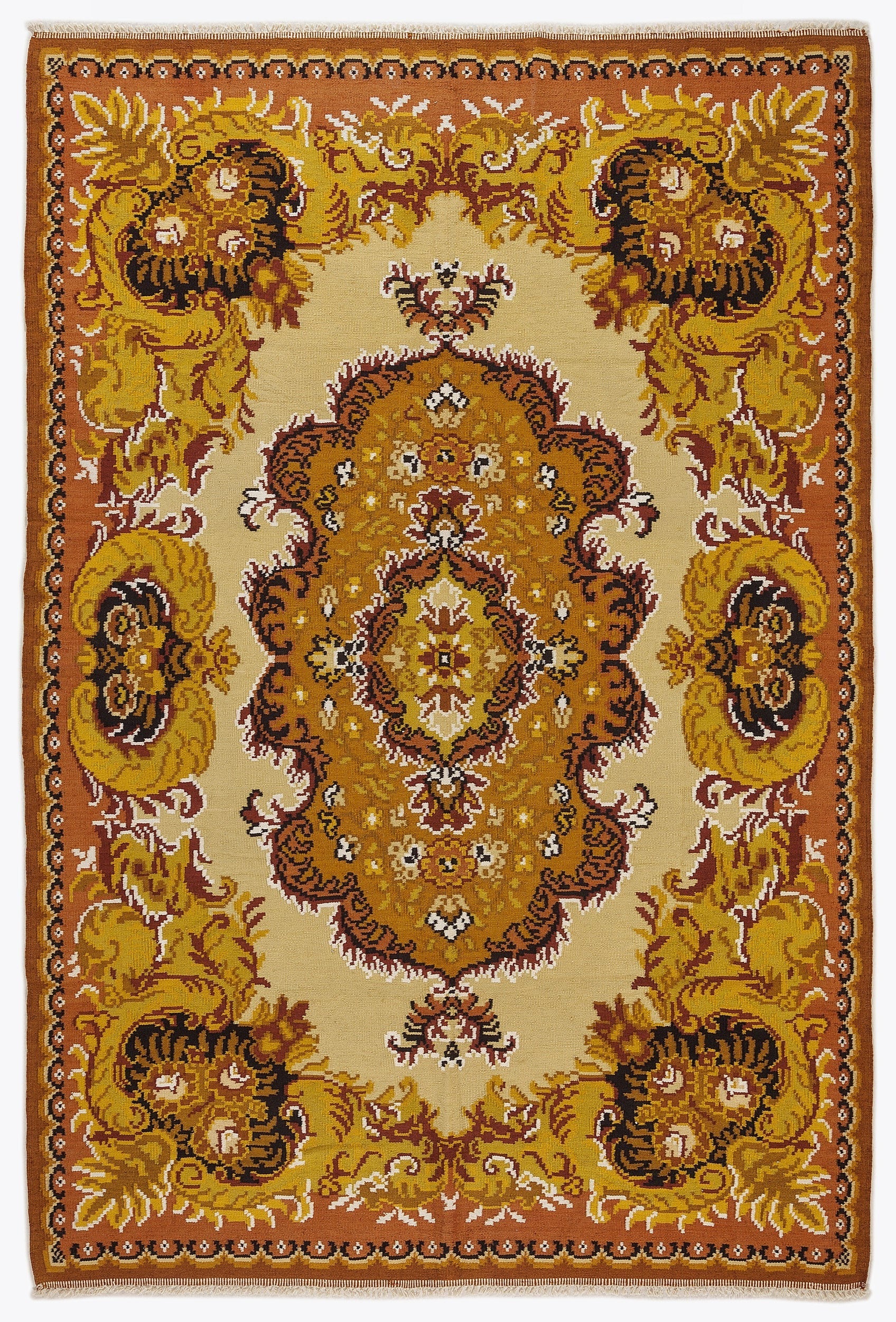 Girit Red Floral Wool Handmade Area Rug 6'6" x 9'5"