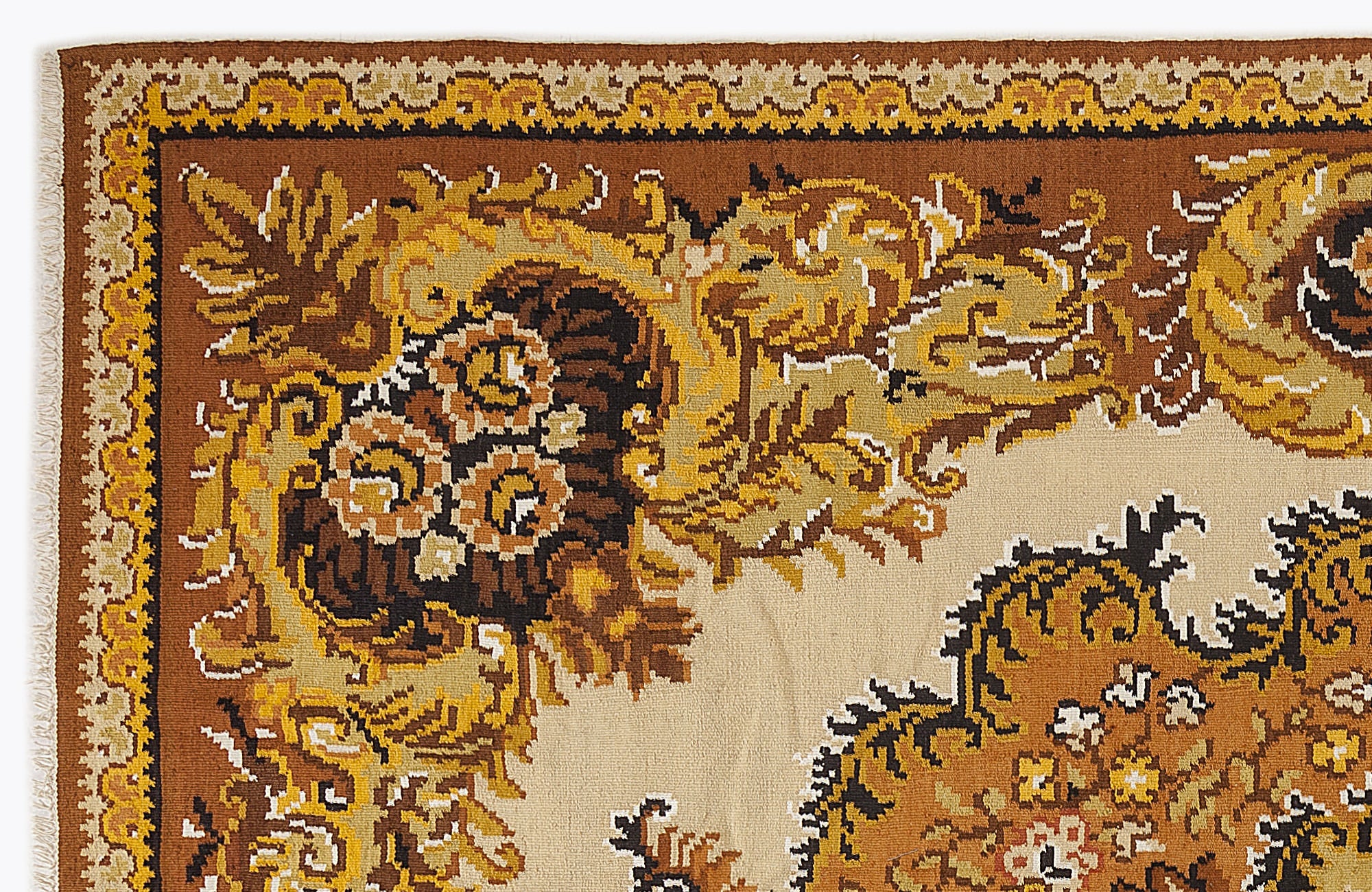 Girit Red Floral Wool Handmade Area Rug 6'6" x 10'3"