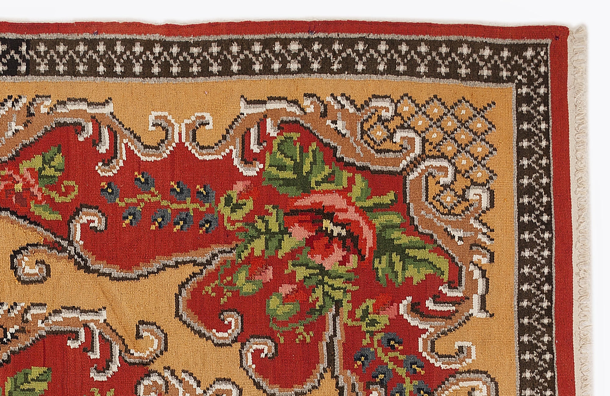Girit Red Floral Wool Handmade Area Rug 5'11" x 8'10"
