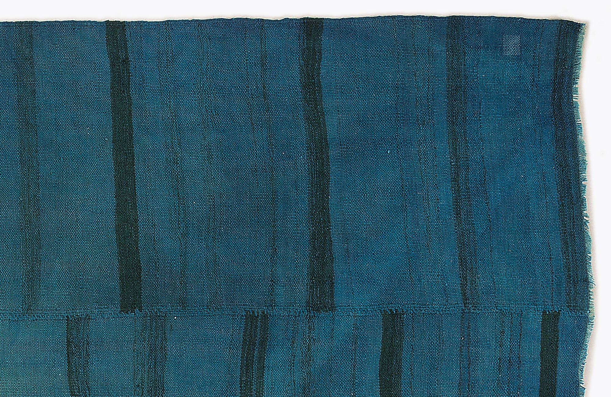 Girit Turquoise Striped Wool Handmade Area Rug 4'10" x 9'2"