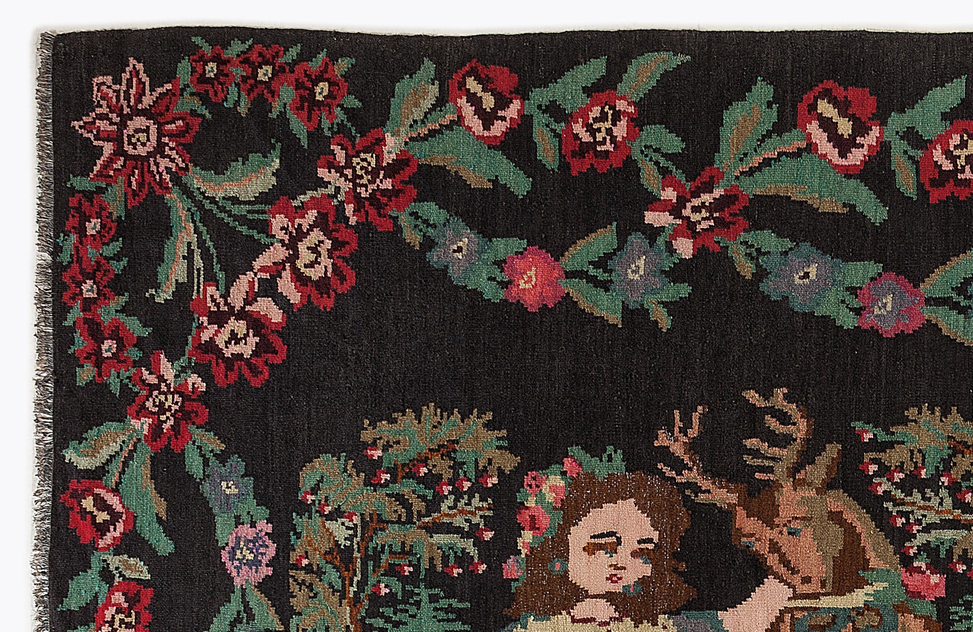 Girit Red Floral Wool Handmade Area Rug 6'8" x 10'0"