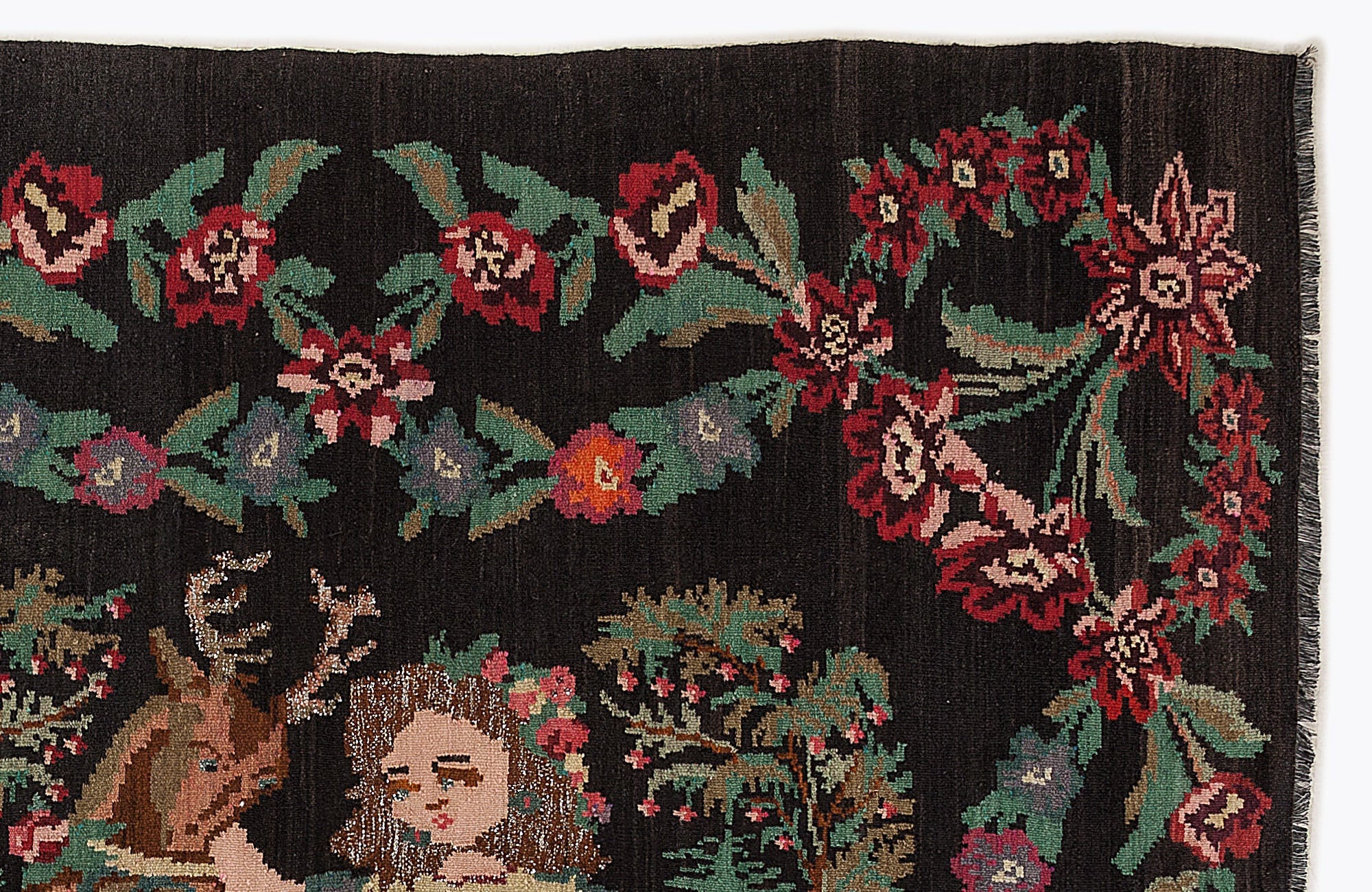 Girit Red Floral Wool Handmade Area Rug 6'8" x 10'0"