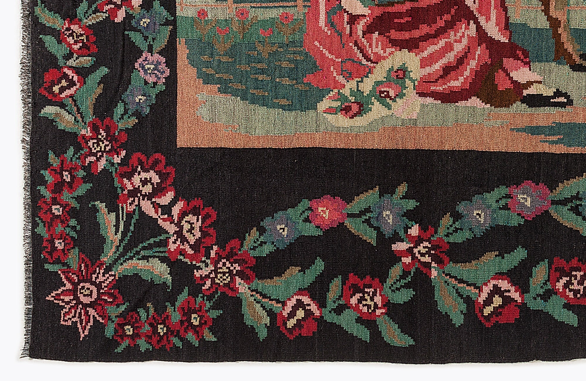 Girit Red Floral Wool Handmade Area Rug 6'8" x 10'0"