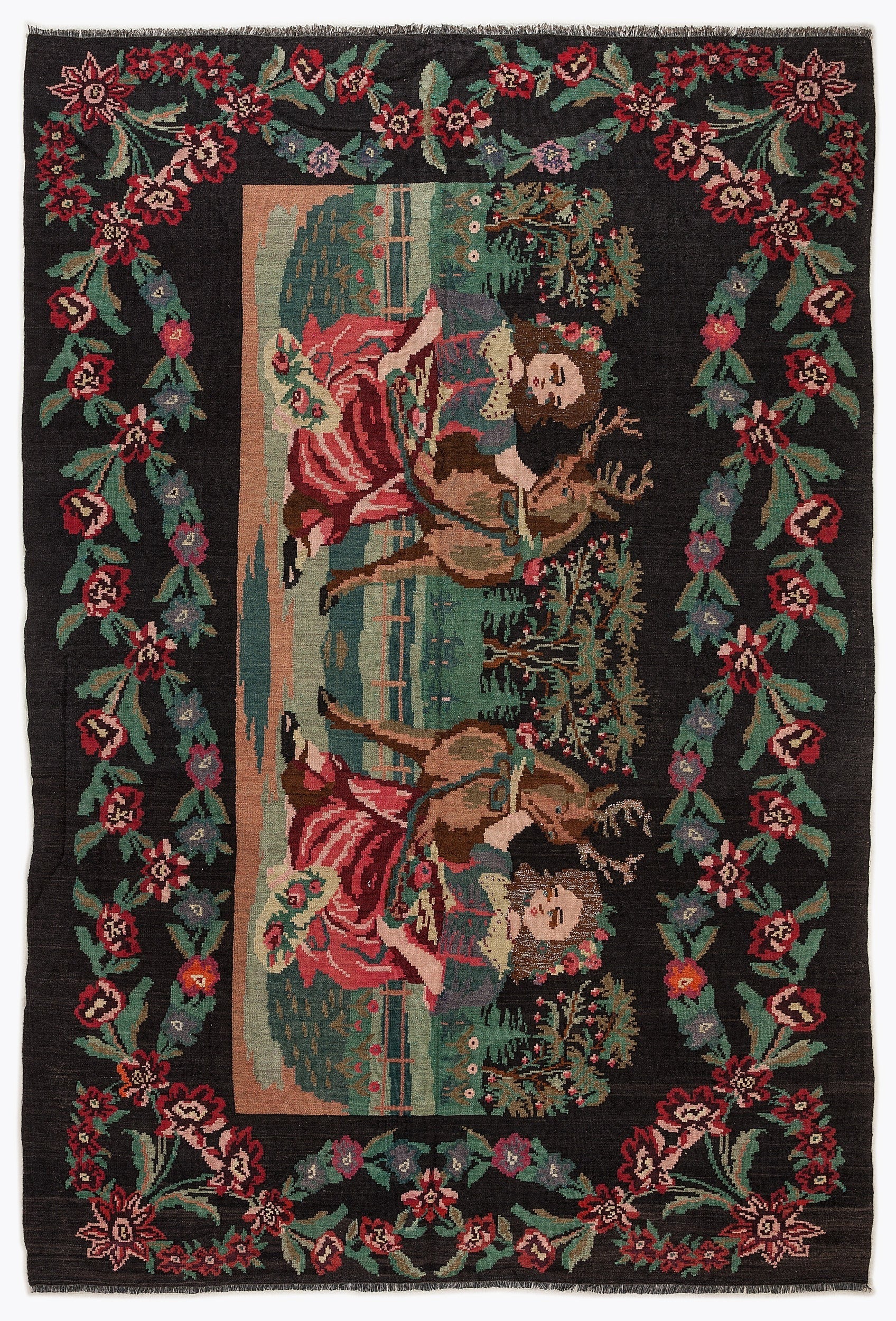 Girit Red Floral Wool Handmade Area Rug 6'8" x 10'0"