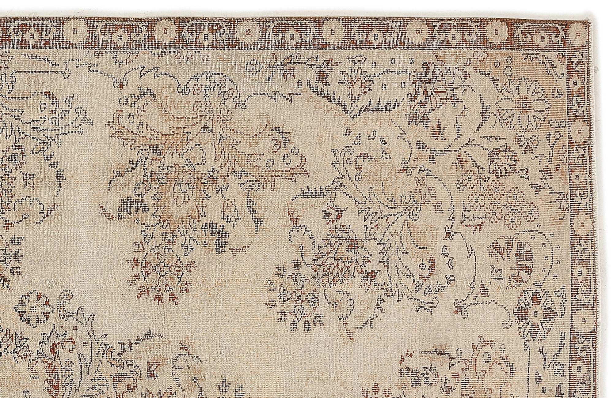 Atina Beige Vintage Wool Handmade Area Rug 6'8" x 9'7"