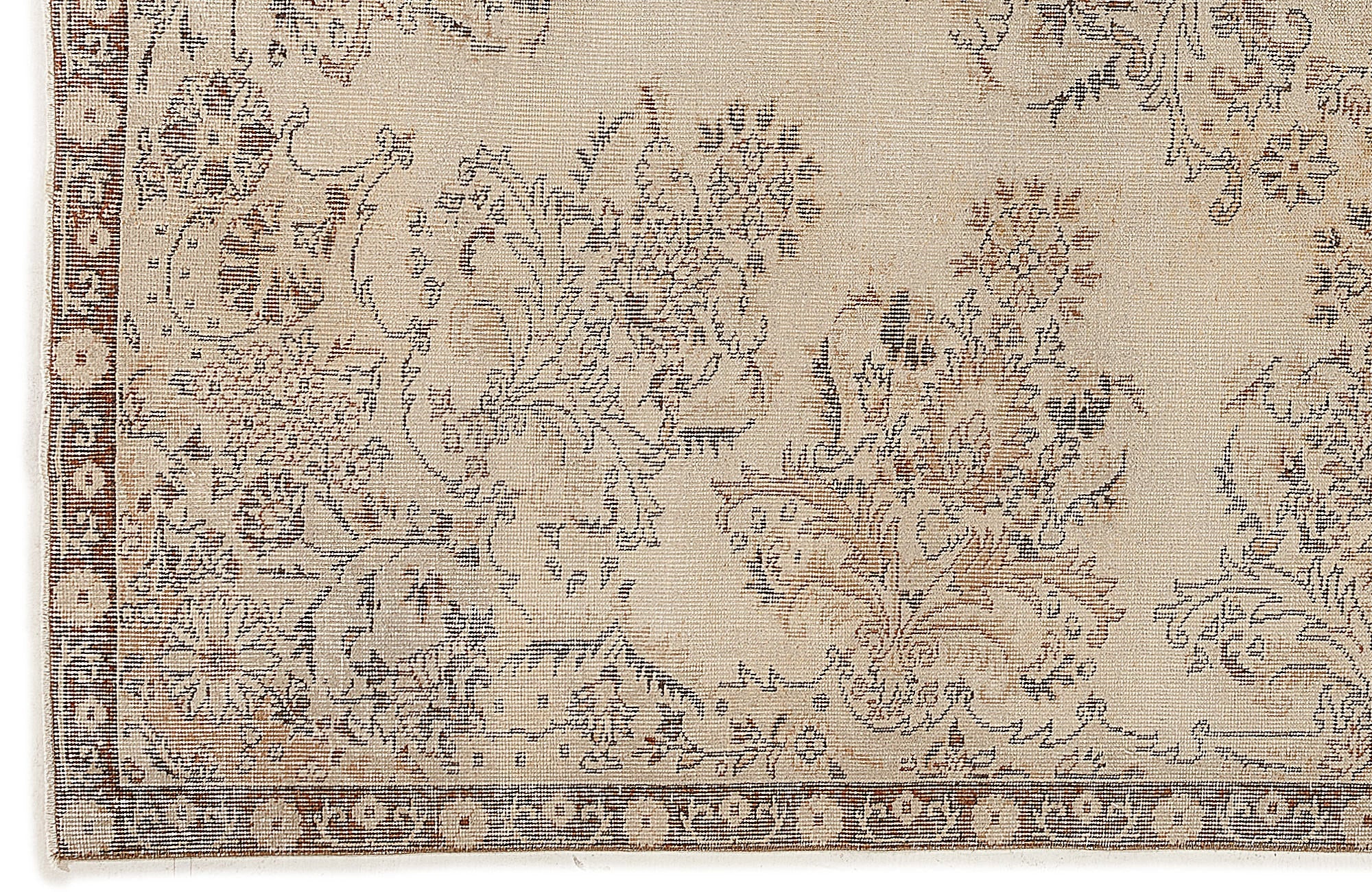 Atina Beige Vintage Wool Handmade Area Rug 6'8" x 9'7"