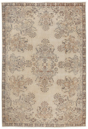 Atina Beige Vintage Wool Handmade Area Rug 6'8" x 9'7"