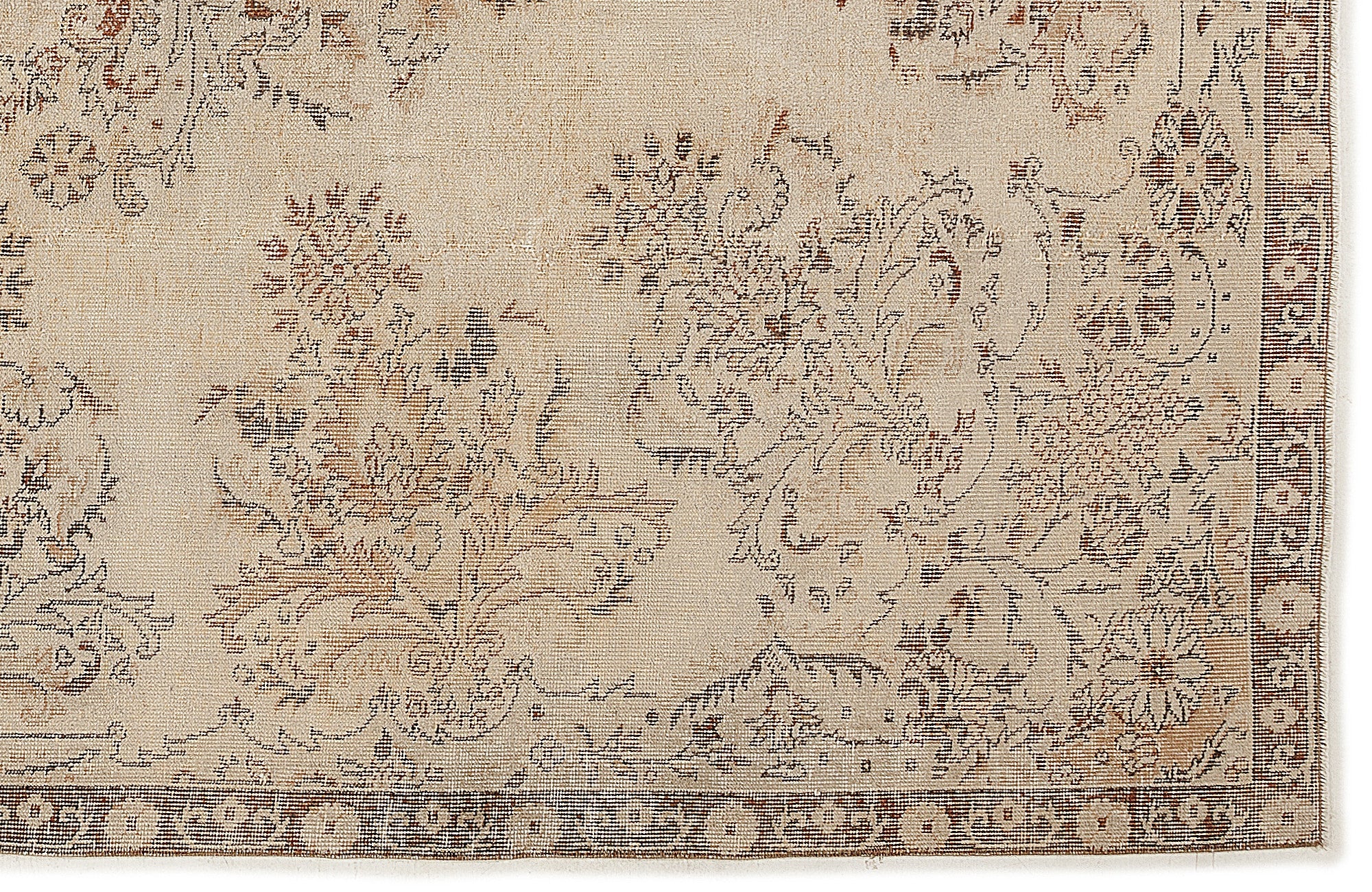 Atina Beige Vintage Wool Handmade Area Rug 6'8" x 9'7"