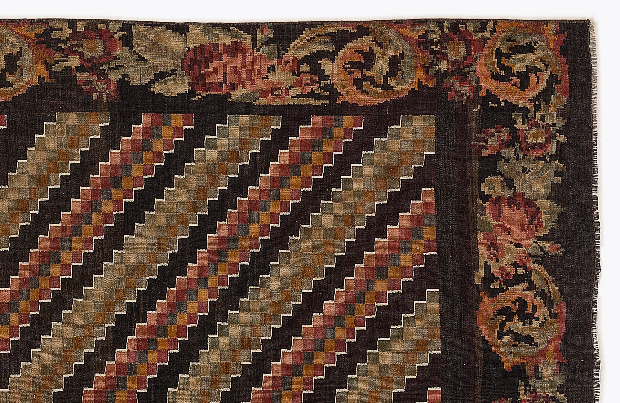 Girit Red Floral Wool Handmade Area Rug 4'10" x 10'4"
