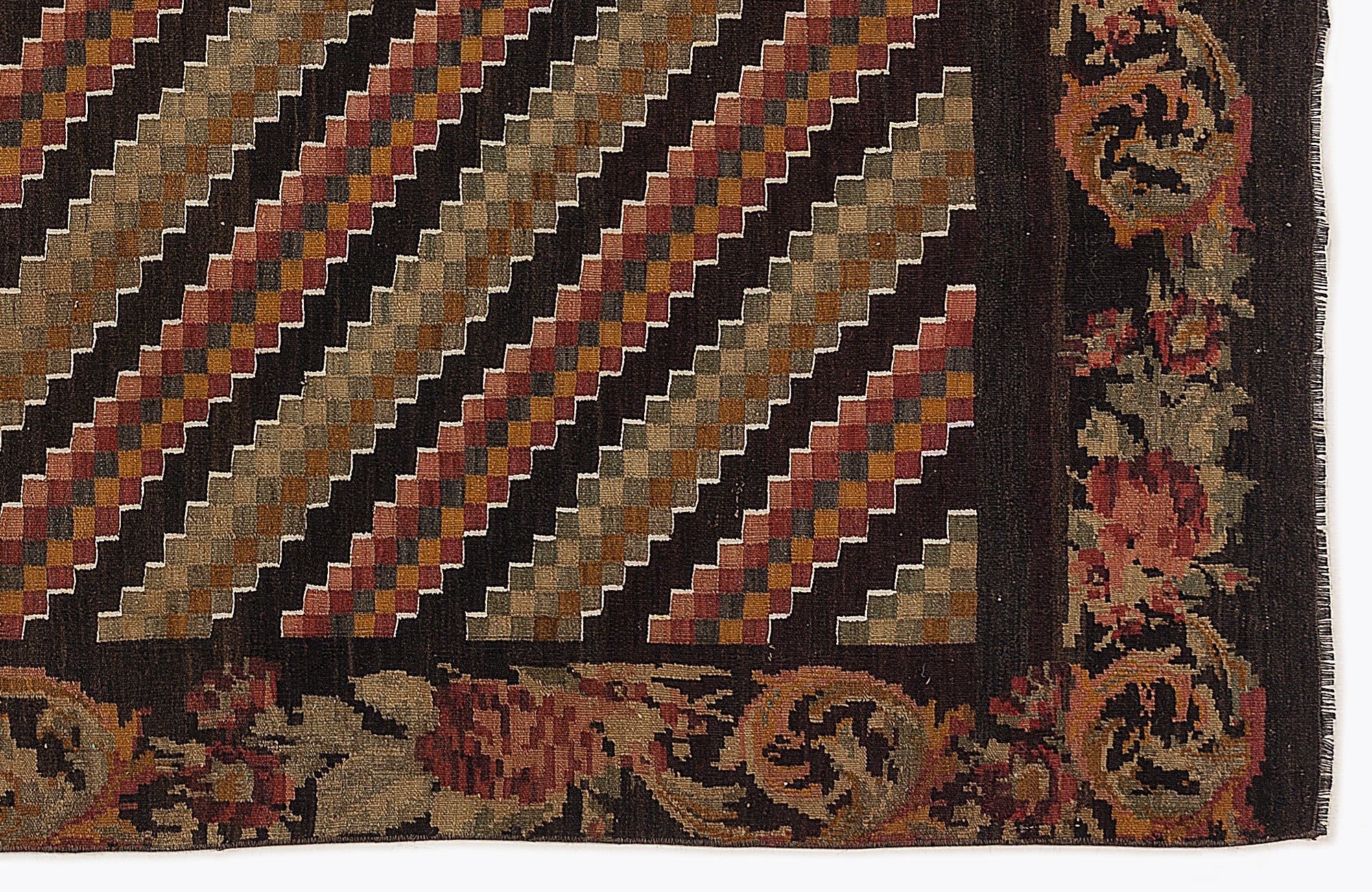 Girit Red Floral Wool Handmade Area Rug 4'10" x 10'4"