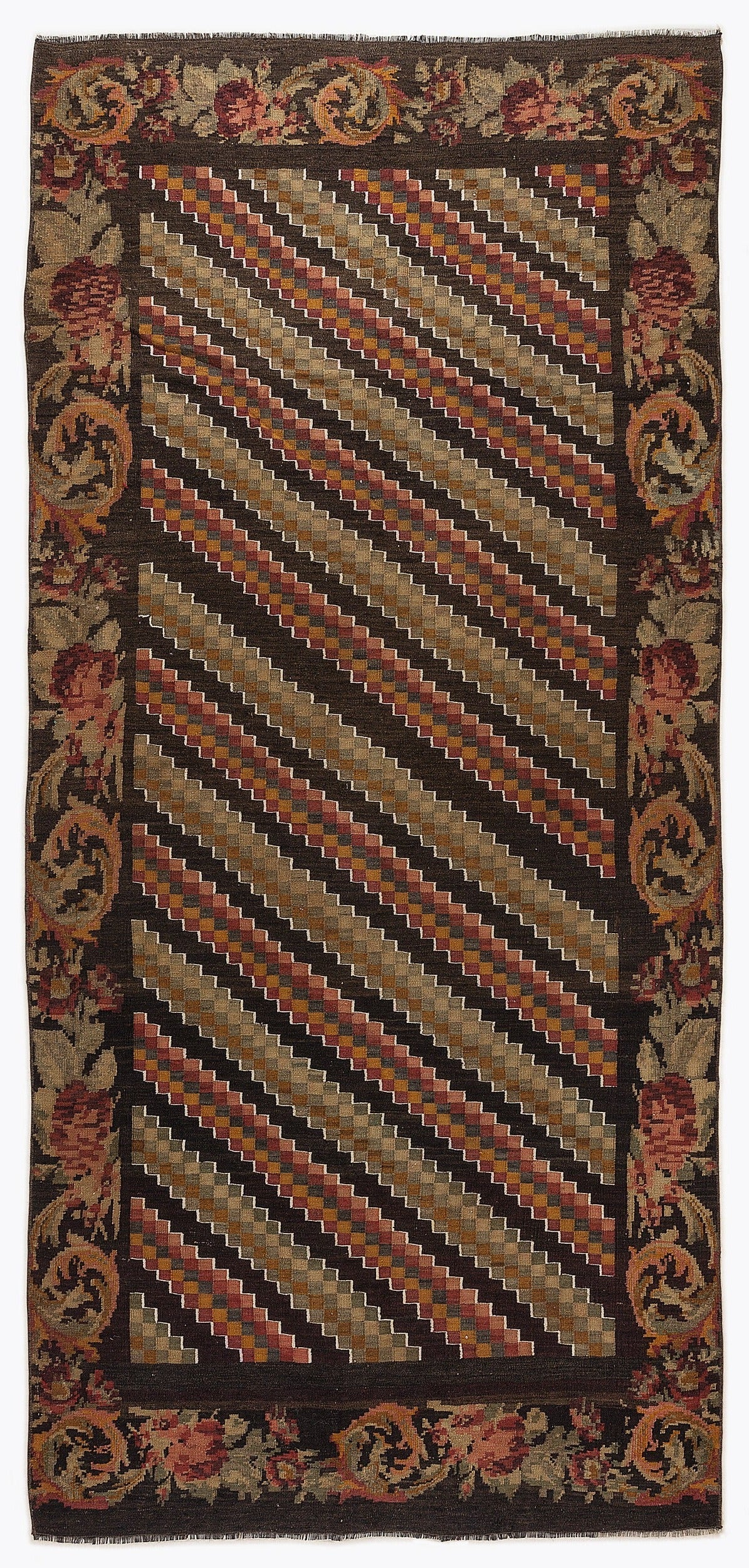 Girit Red Floral Wool Handmade Area Rug 4'10" x 10'4"