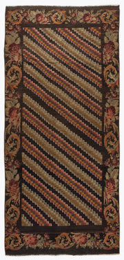 Girit Red Floral Wool Handmade Area Rug 4'10" x 10'4"