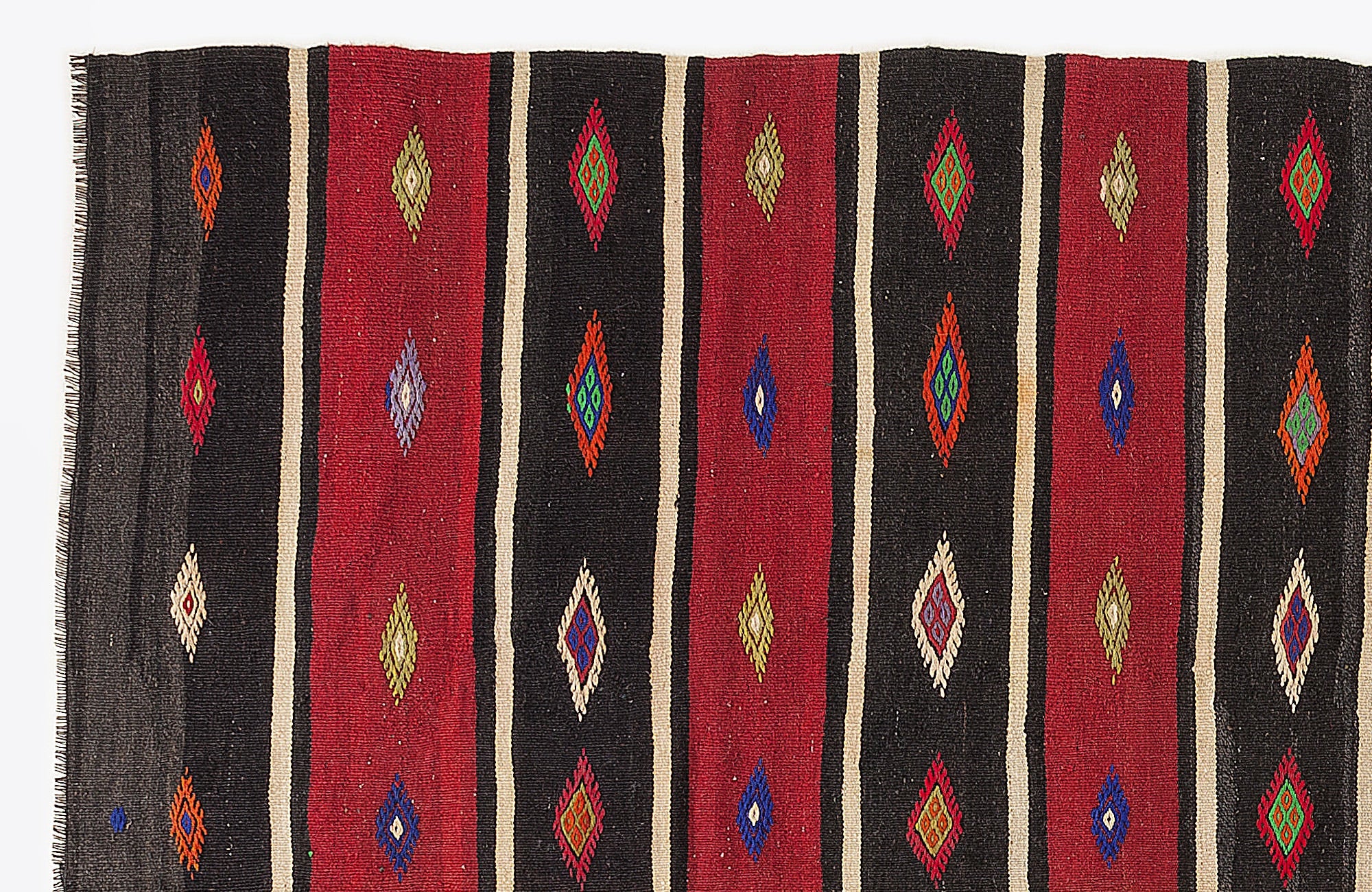 Girit Beige Striped Wool Handmade Area Rug 5'10" x 9'6"