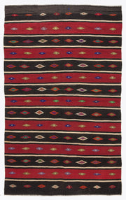 Girit Beige Striped Wool Handmade Area Rug 5'10" x 9'6"