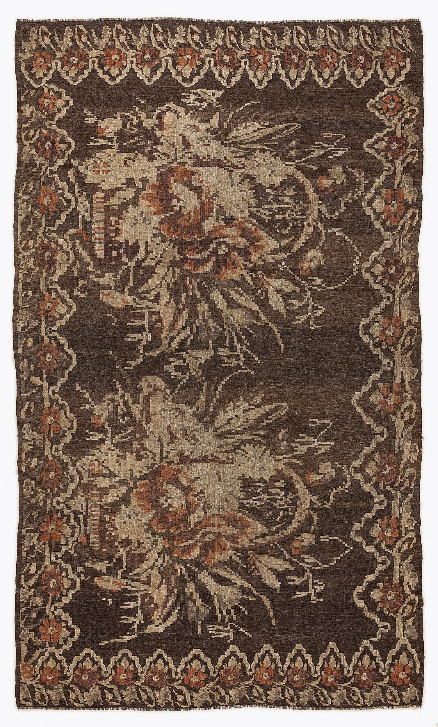 Girit Red Floral Wool Handmade Area Rug 5'9" x 9'6"