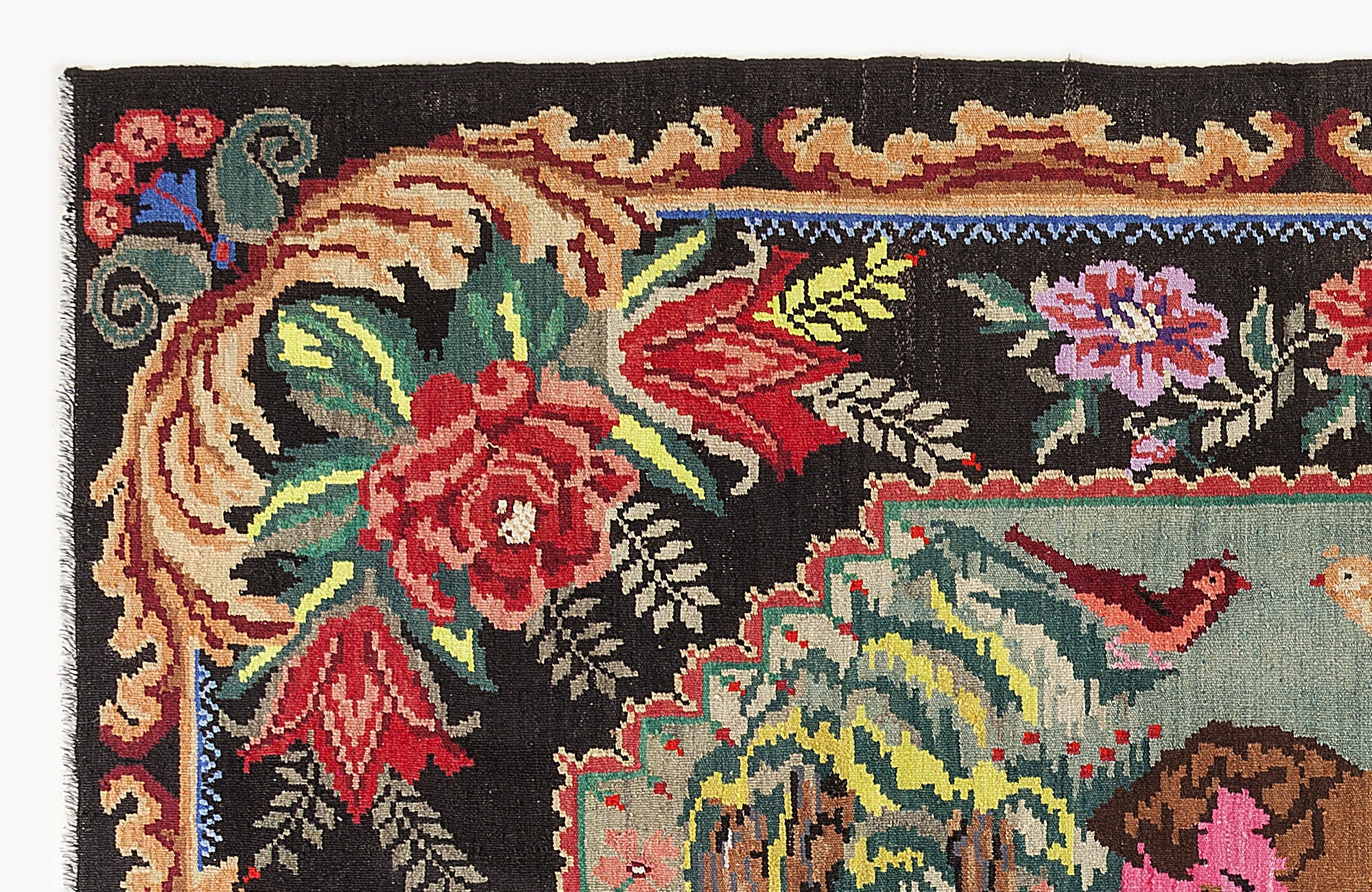 Girit Red Floral Wool Handmade Area Rug 6'8" x 10'6"