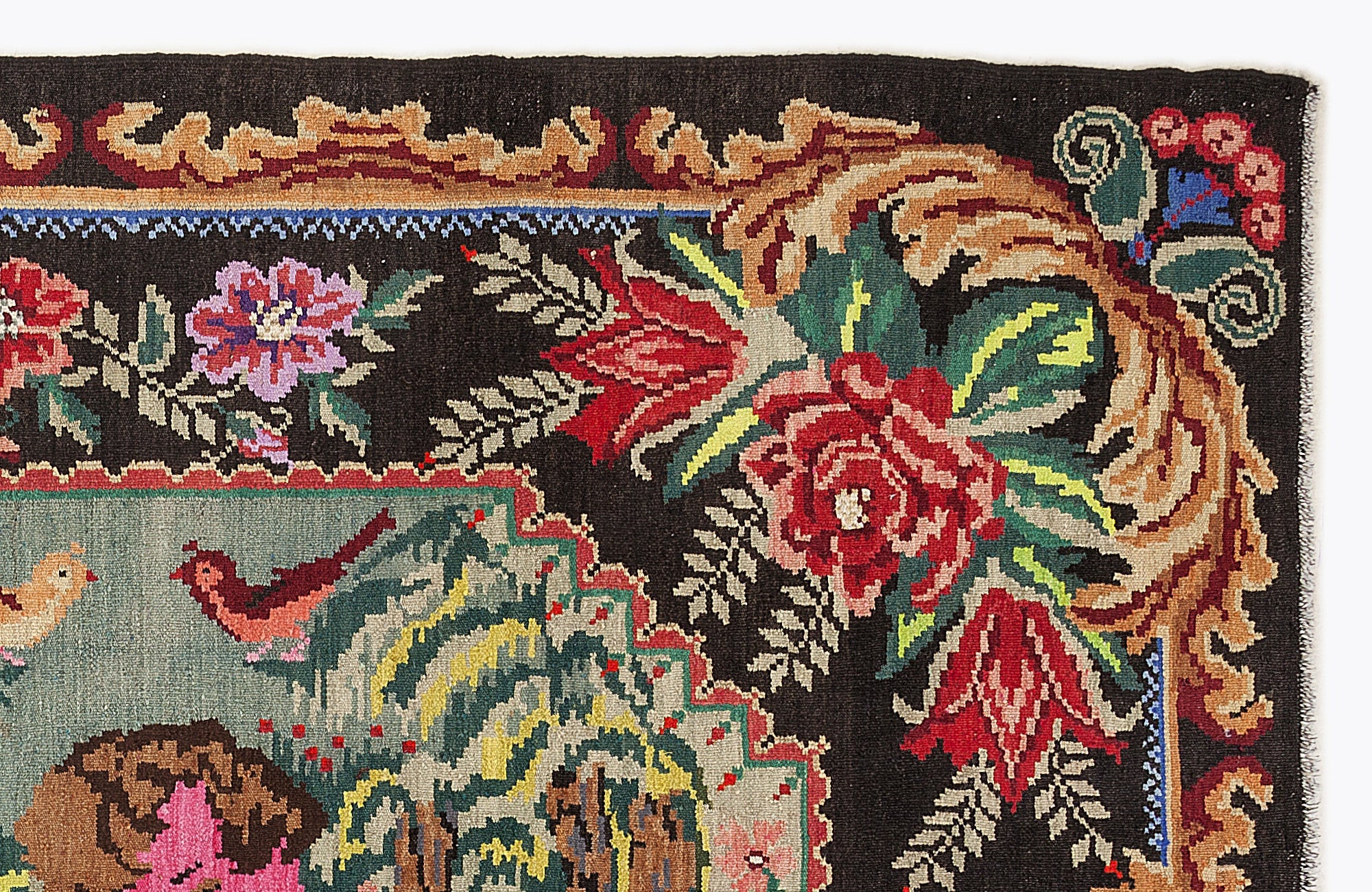 Girit Red Floral Wool Handmade Area Rug 6'8" x 10'6"