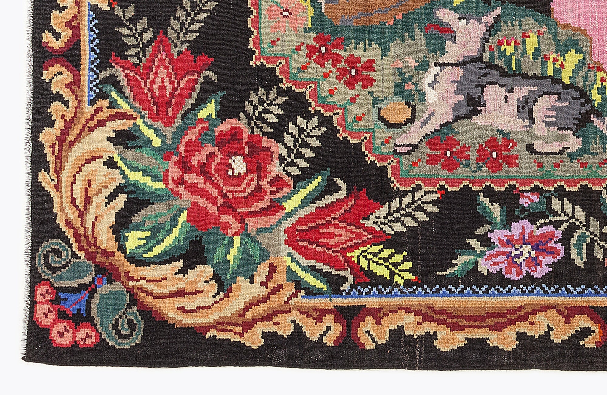 Girit Red Floral Wool Handmade Area Rug 6'8" x 10'6"