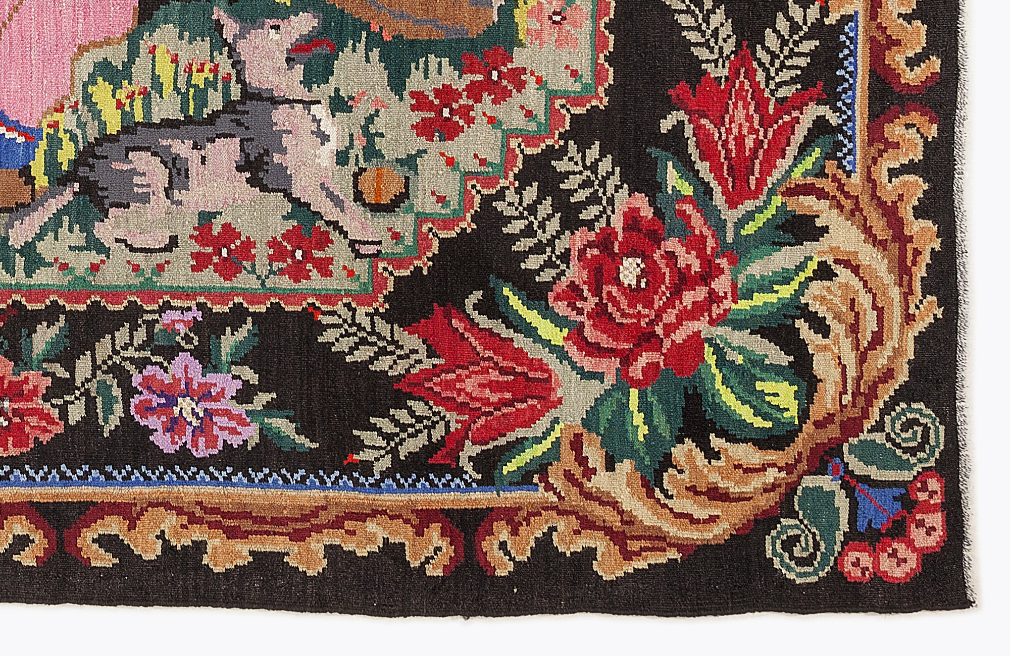 Girit Red Floral Wool Handmade Area Rug 6'8" x 10'6"