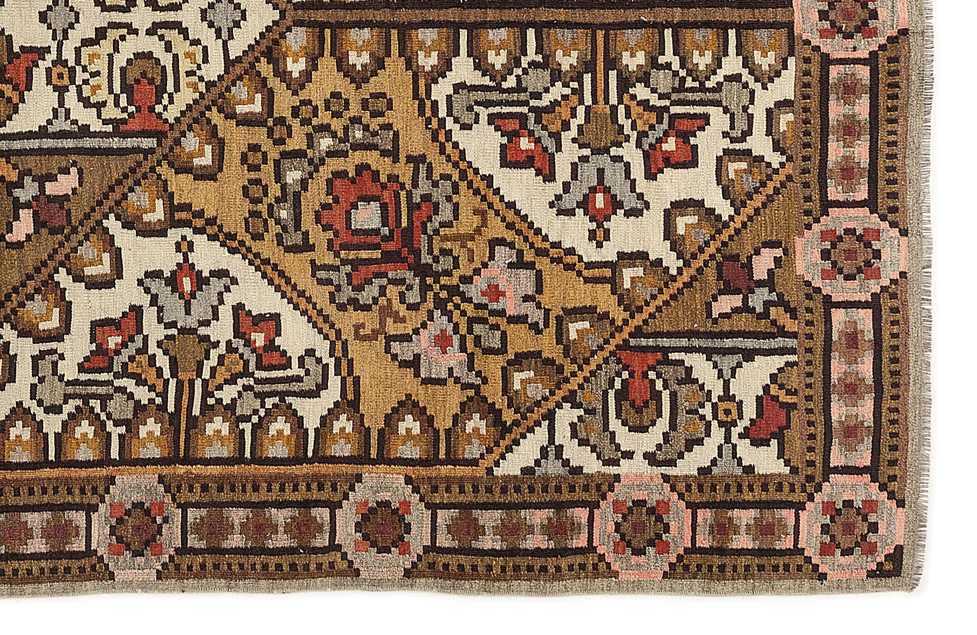 Girit Red Floral Wool Handmade Area Rug 5'5" x 9'2"