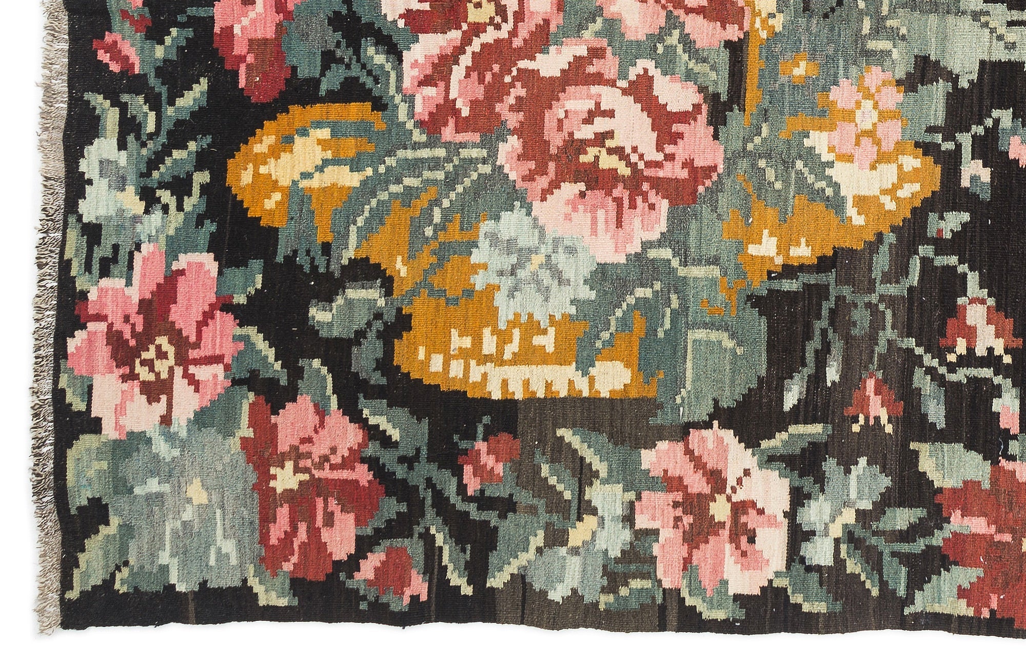 Girit Red Floral Wool Handmade Area Rug 5'11" x 10'2"