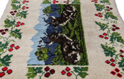 Girit Beige Floral Wool Handmade Area Rug 5'11" x 6'11"