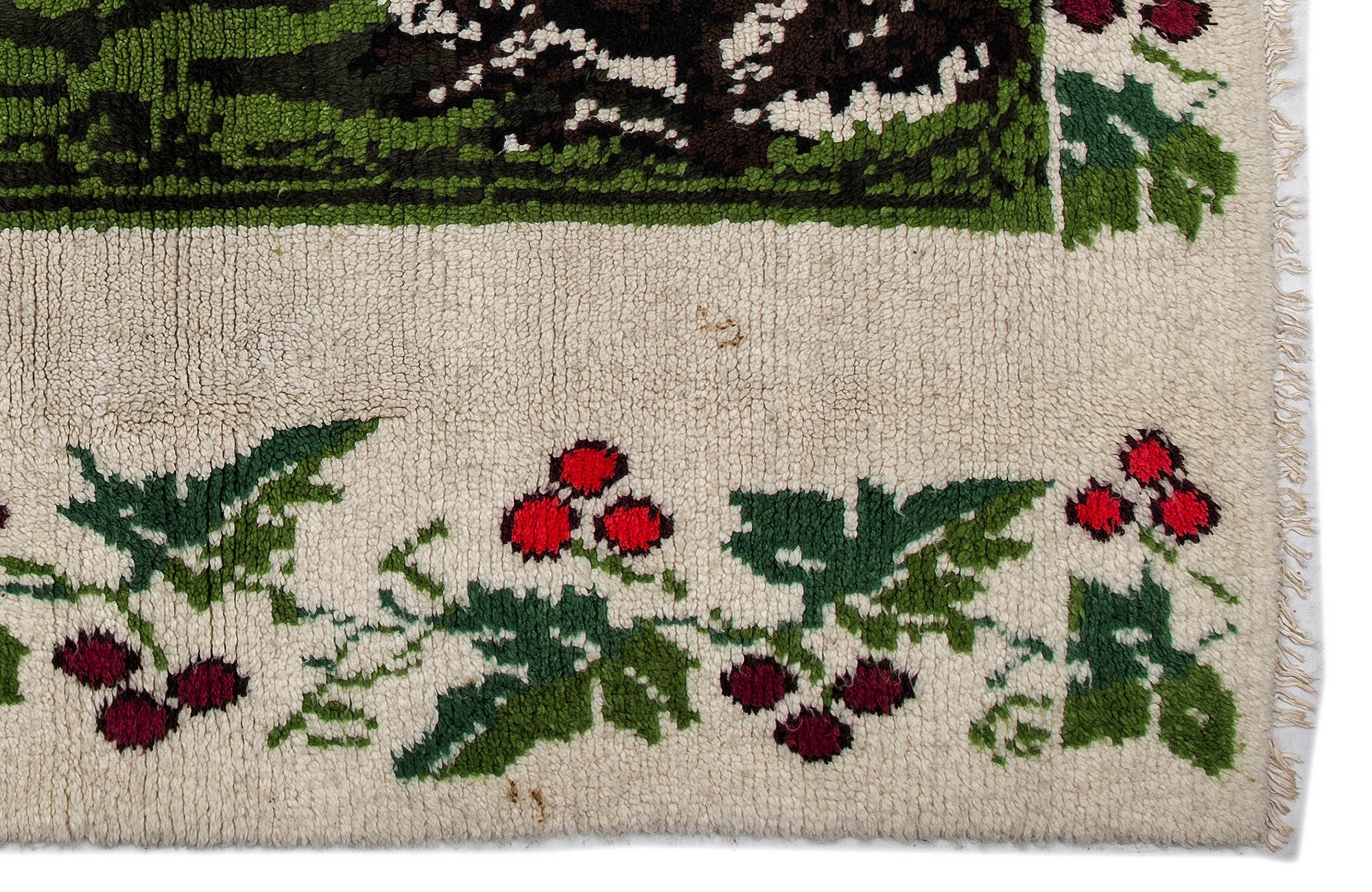 Girit Beige Floral Wool Handmade Area Rug 5'11" x 6'11"